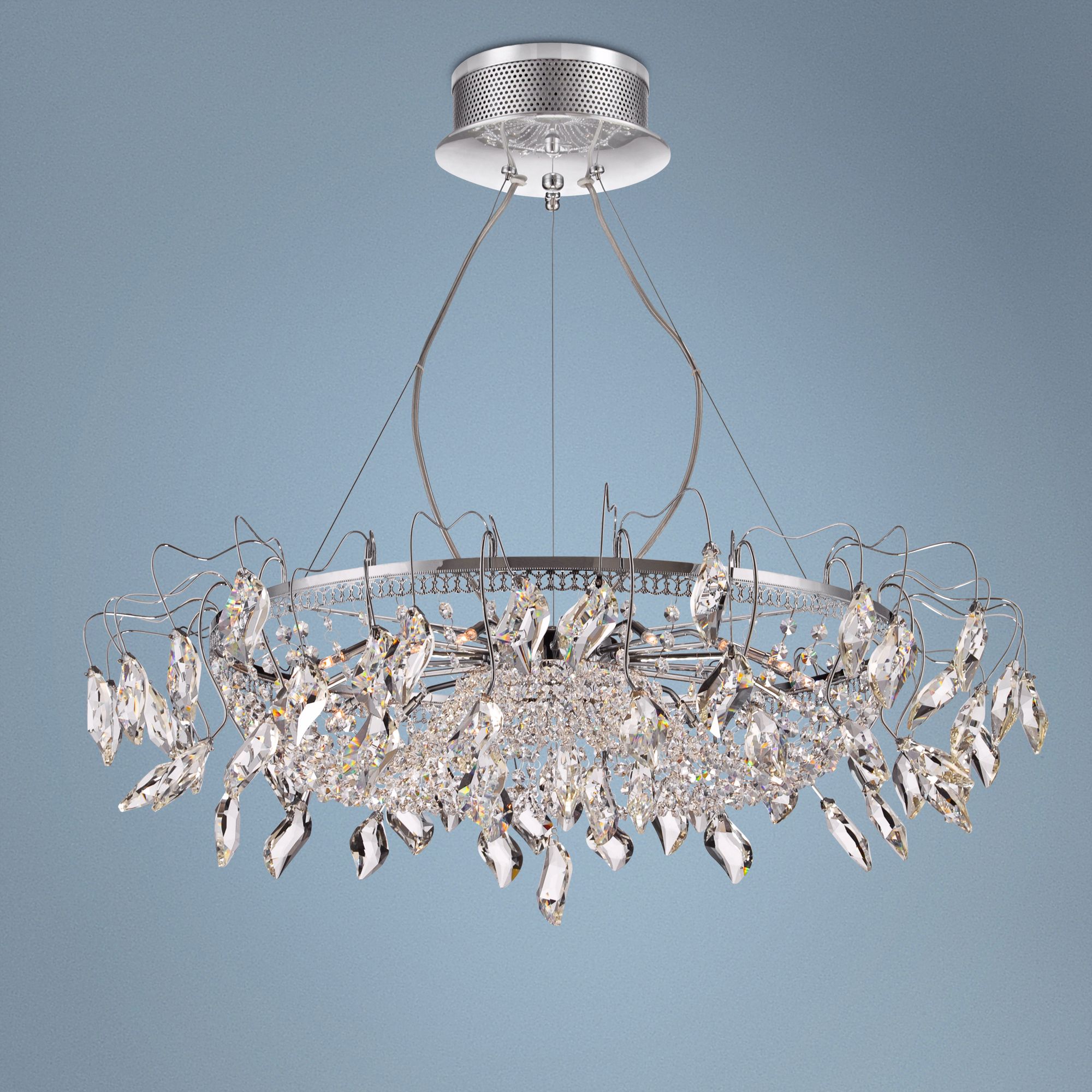 Alors Chrome 35" Wide Clear Crystal Chandelier