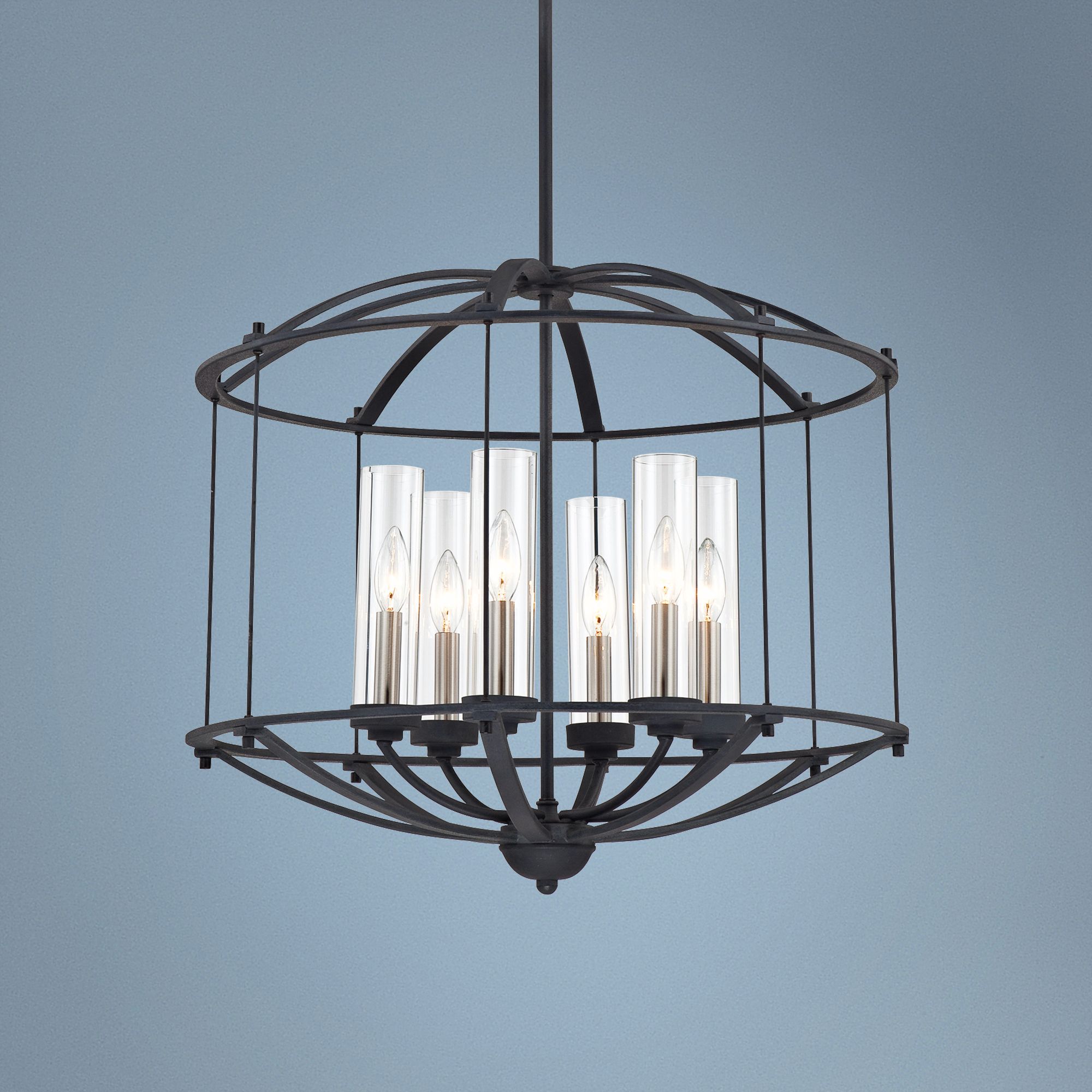 Quoizel Troy 24" Wide 6-Light Ebony Pendant Light