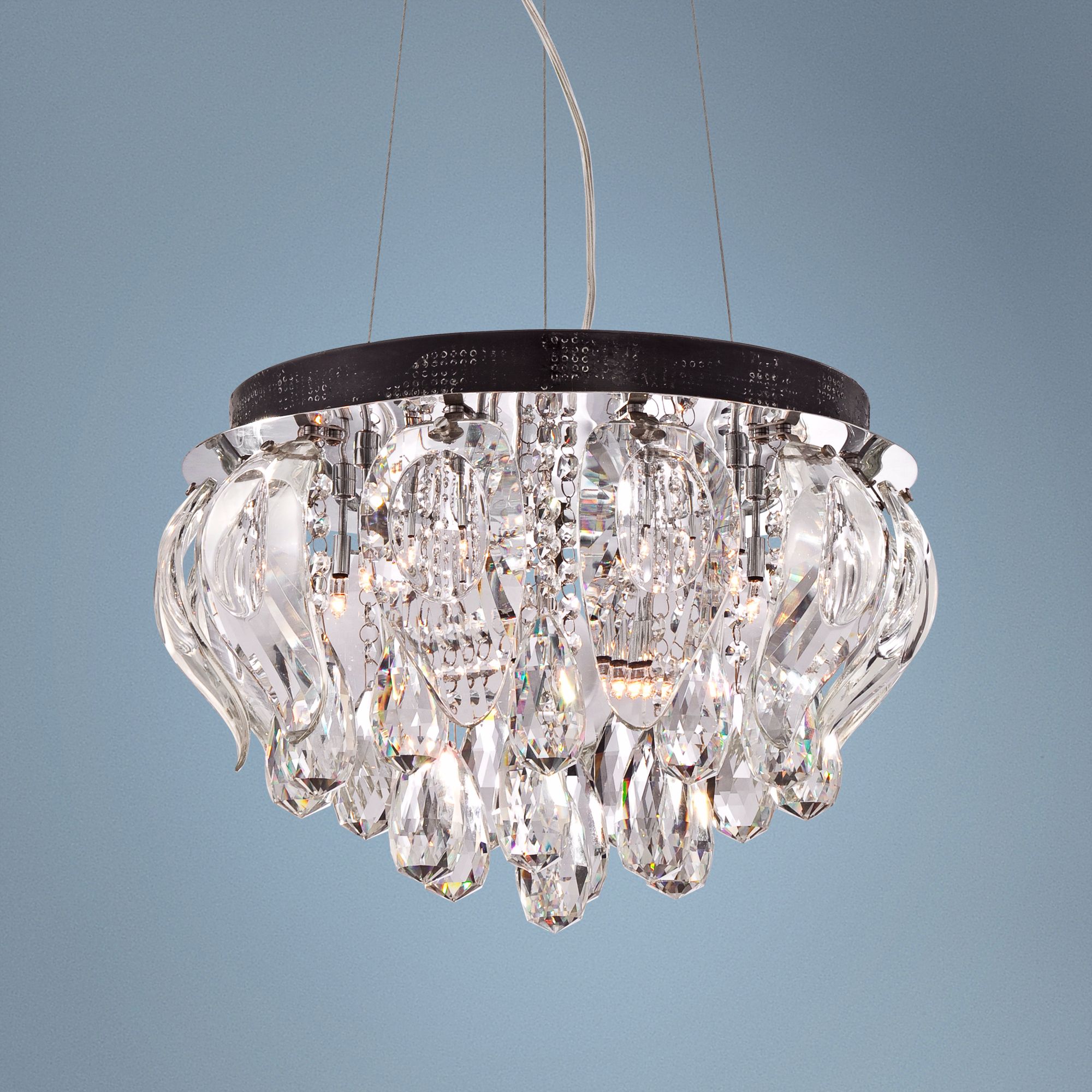 Gotham 18" Wide Chrome and Crystal Pendant Light
