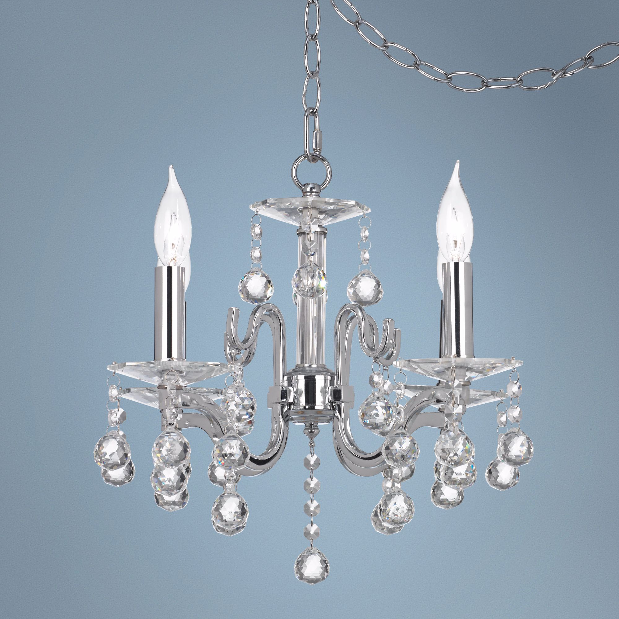 Quatre 16" Wide Clear Crystal Swag Chandelier