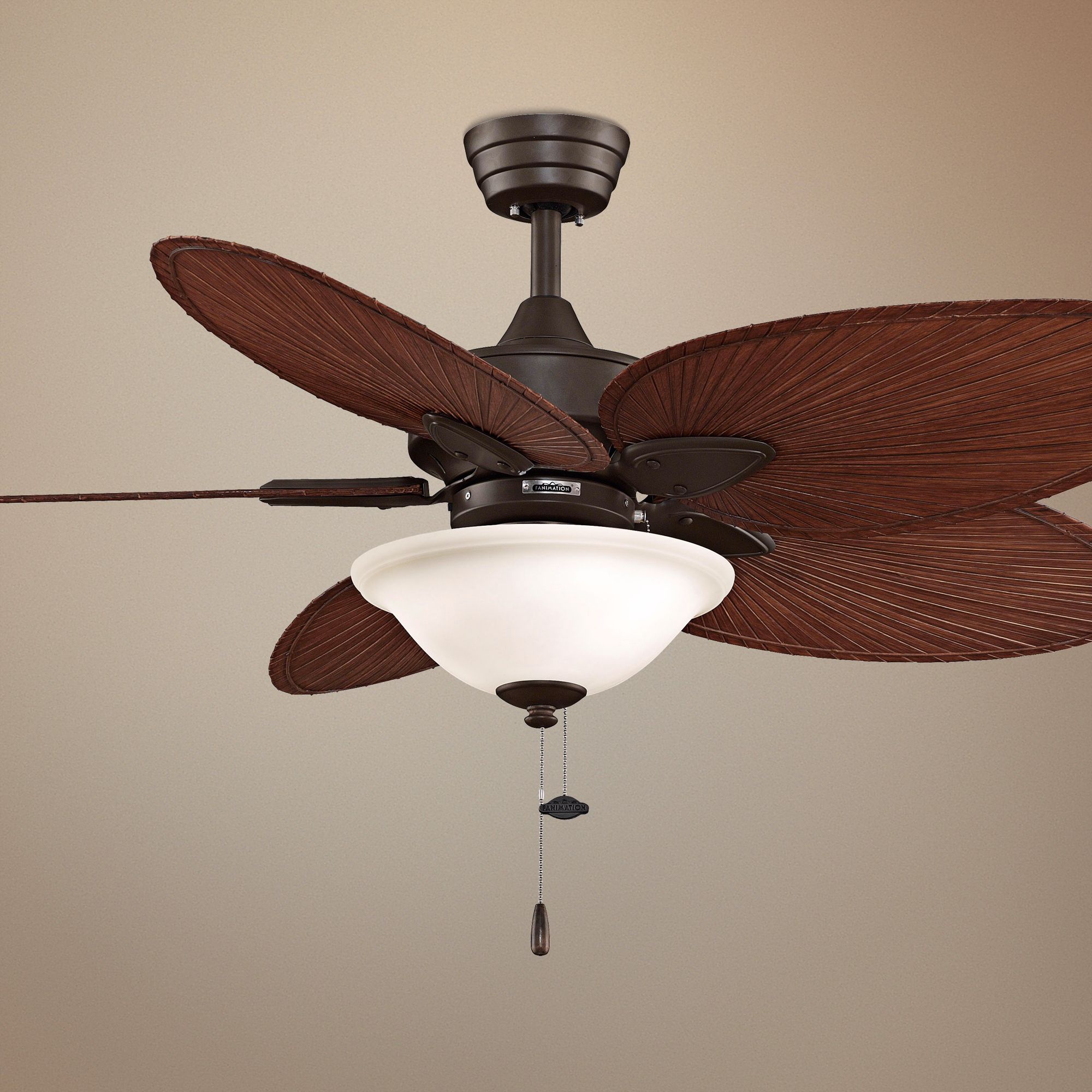 52" Windpointe Red Palm Bronze Ceiling Fan with Light
