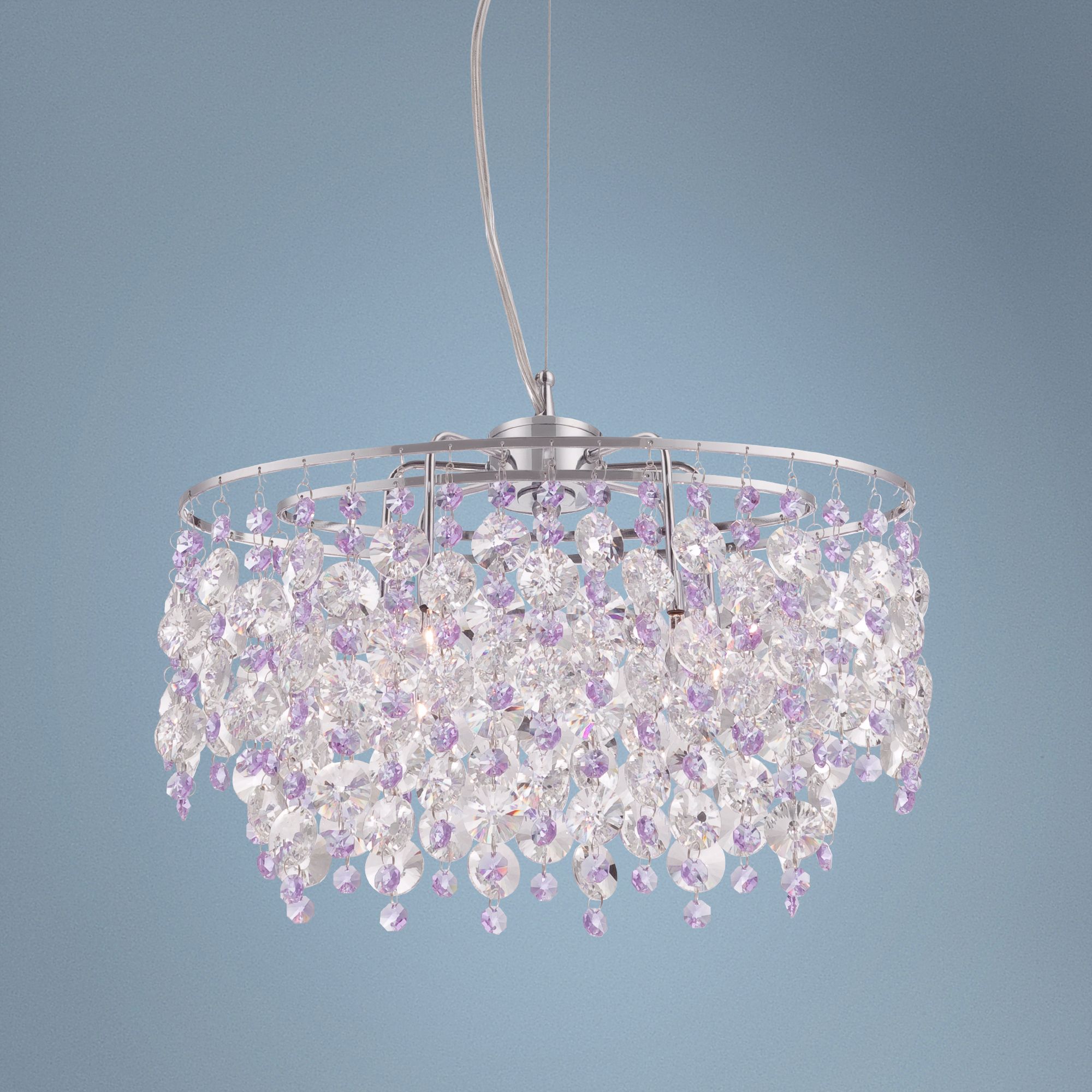 Abigail 15" Wide Purple Crystal Pendant Chandelier