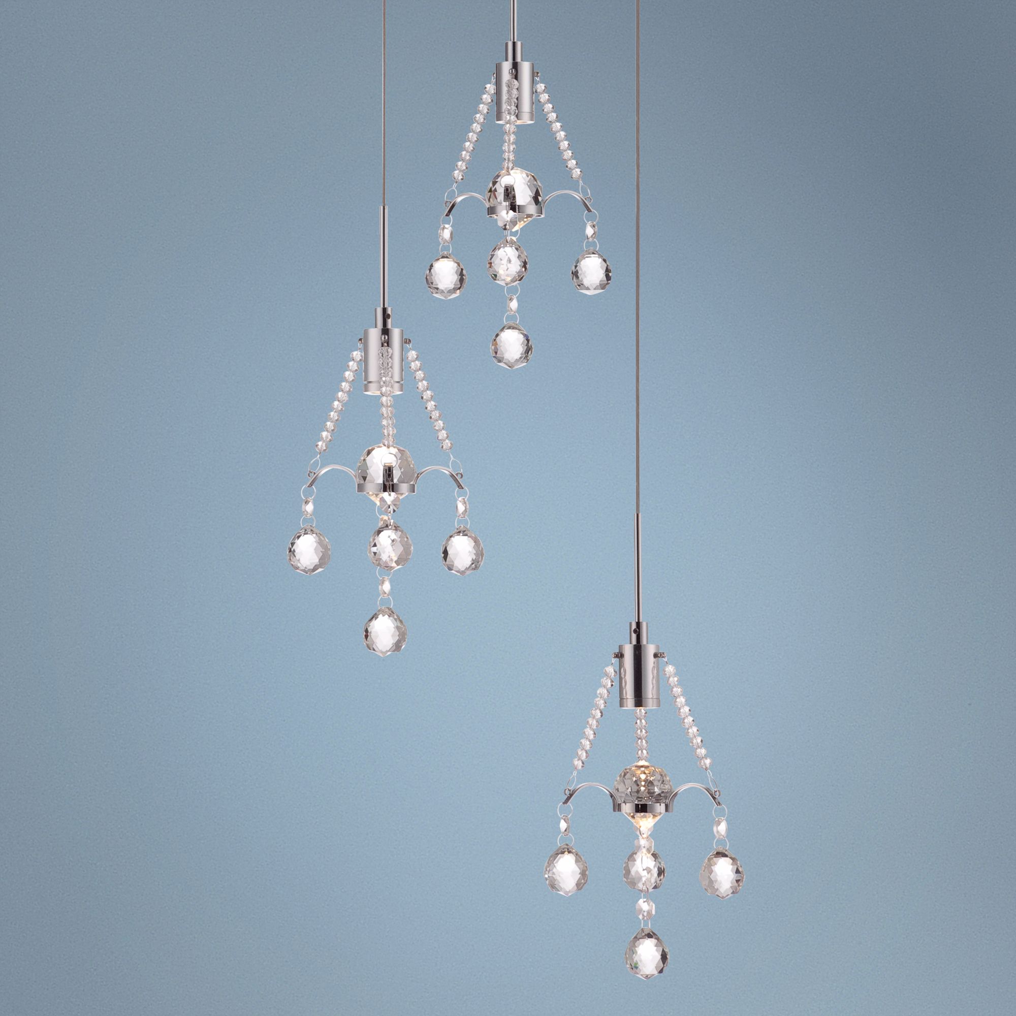 Rebecca Chrome 12" Wide Crystal Drops Mini Pendant Light