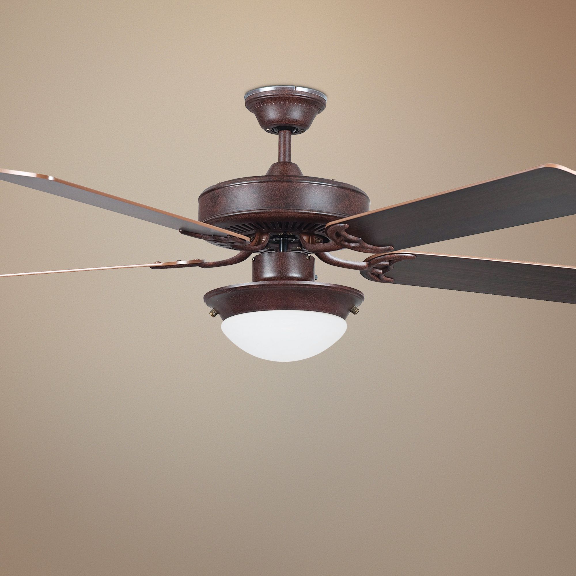 52" Heritage Rubbed Bronze Ceiling Fan with Light