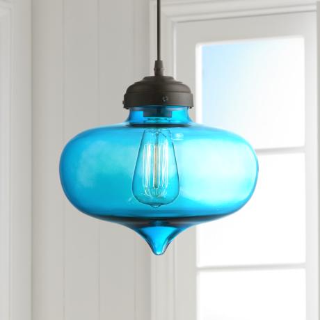 Possini Euro Darby 10 1/2" Wide Blue Glass Pendant Light