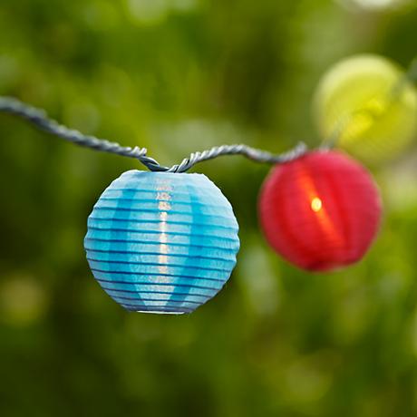 Solar Powered Paper Globe Lantern LED String Light Set - #Y7366 Lamps Plus