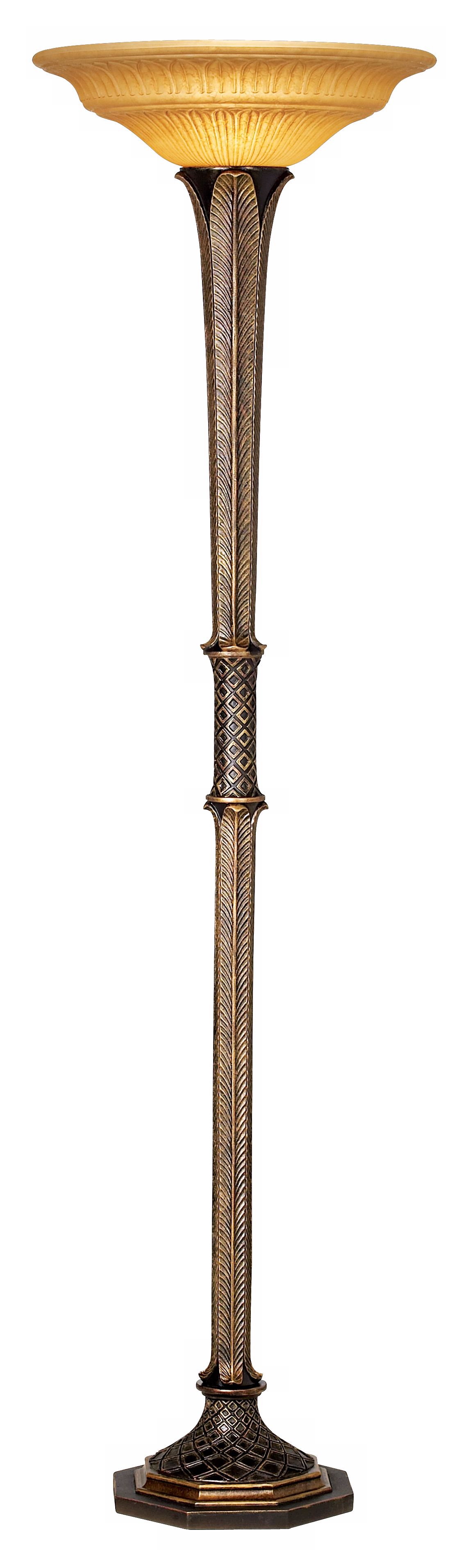 Slender Leaves Patinated Bronze Torchiere