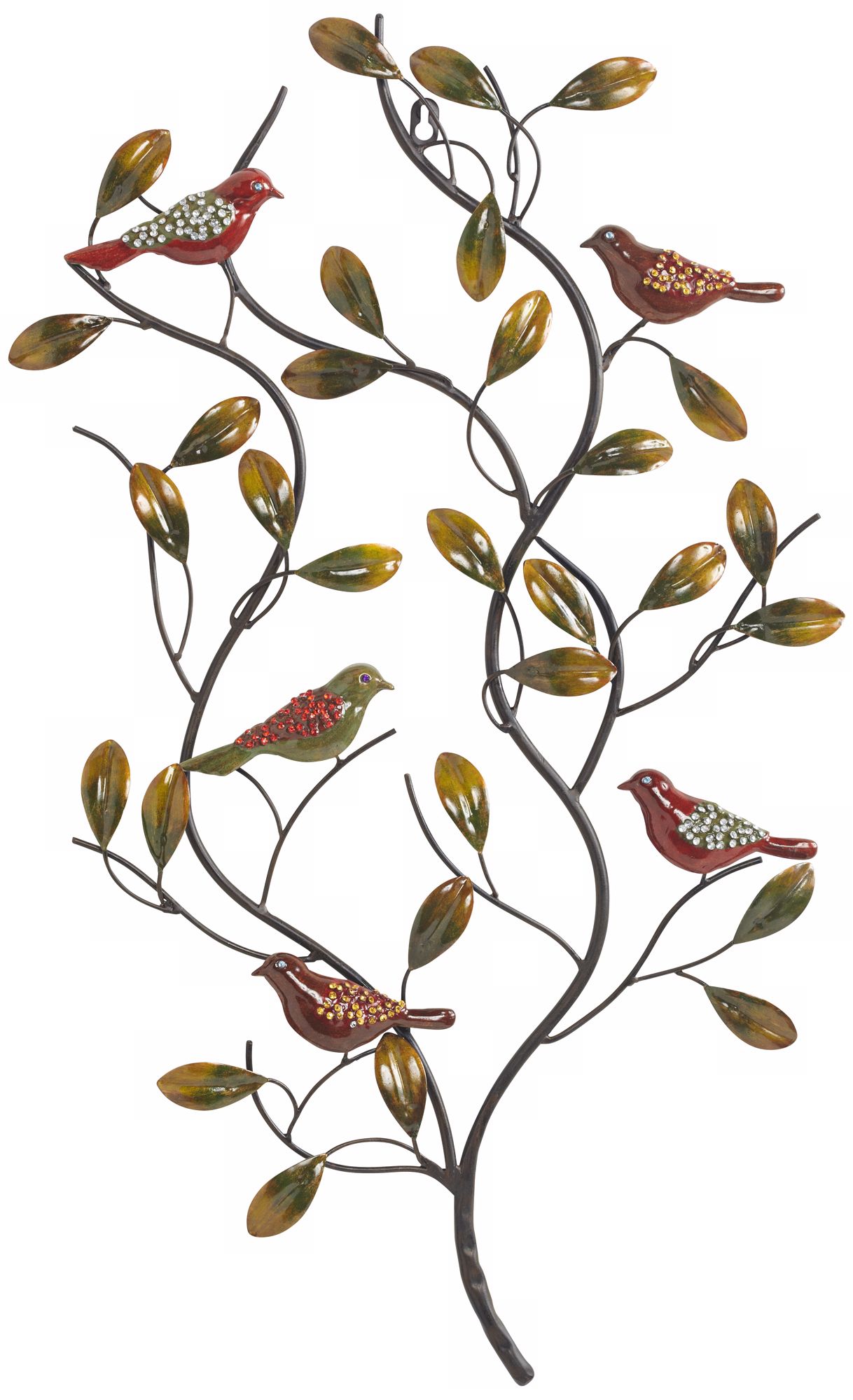 Embellished Birds In Tree Wall Art