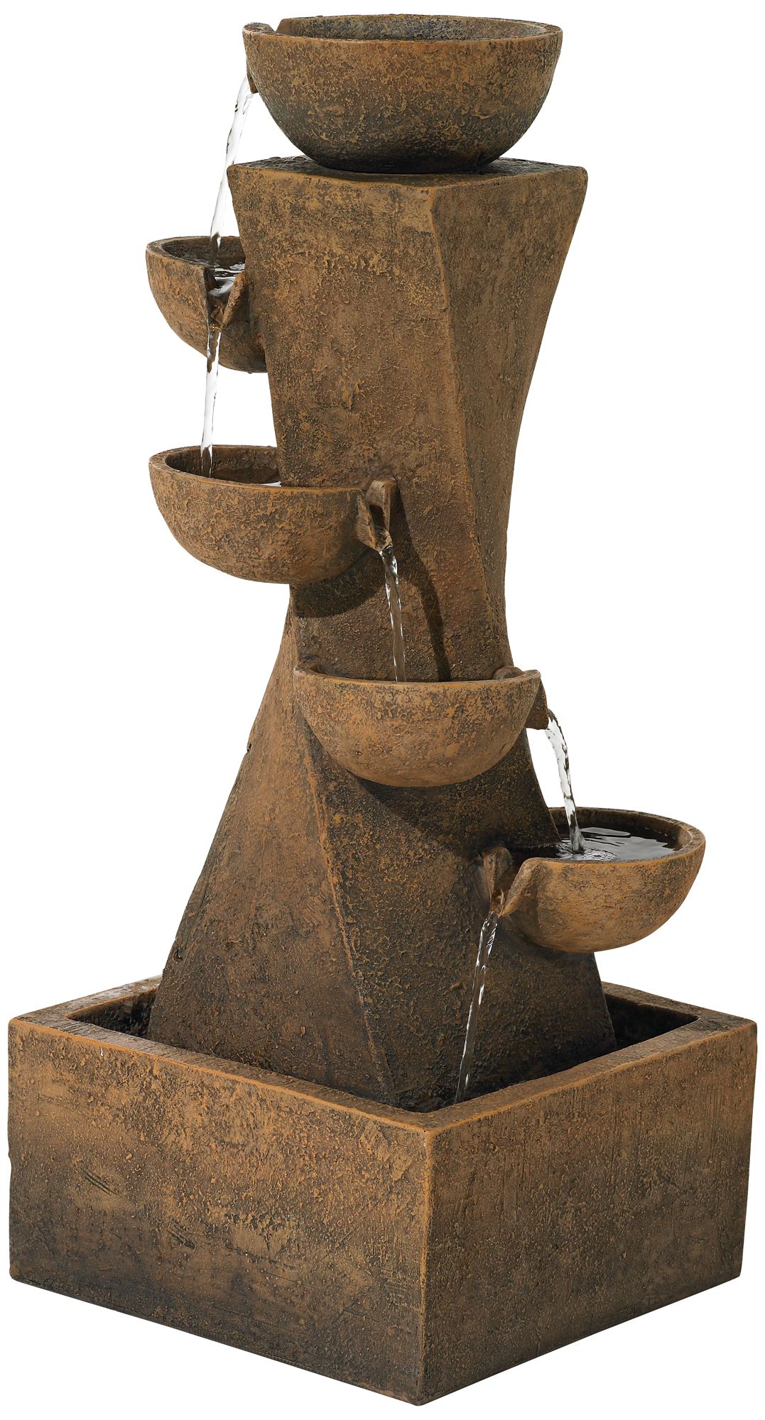 Stacked Bowls Weathered Stone Fountain