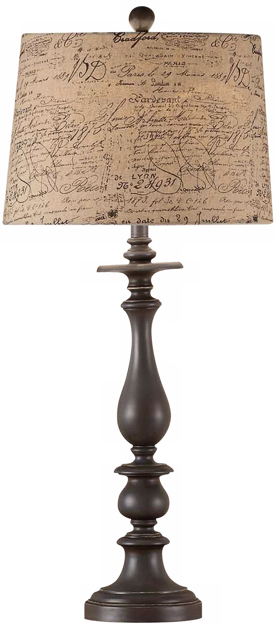 French Script Antique Candlestick Lamp