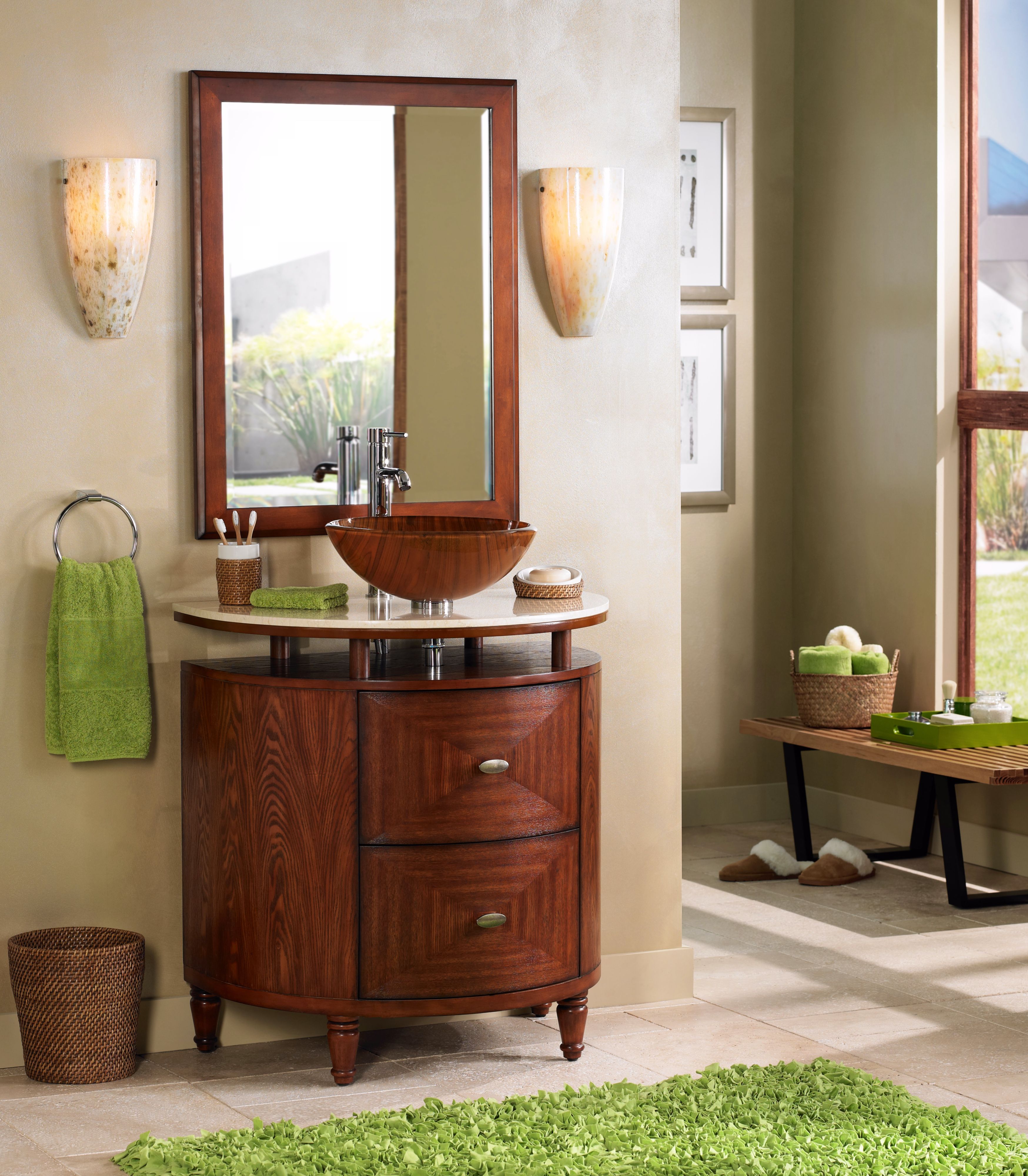 Organic Inspiration gives this contemporary bath a fresh look.