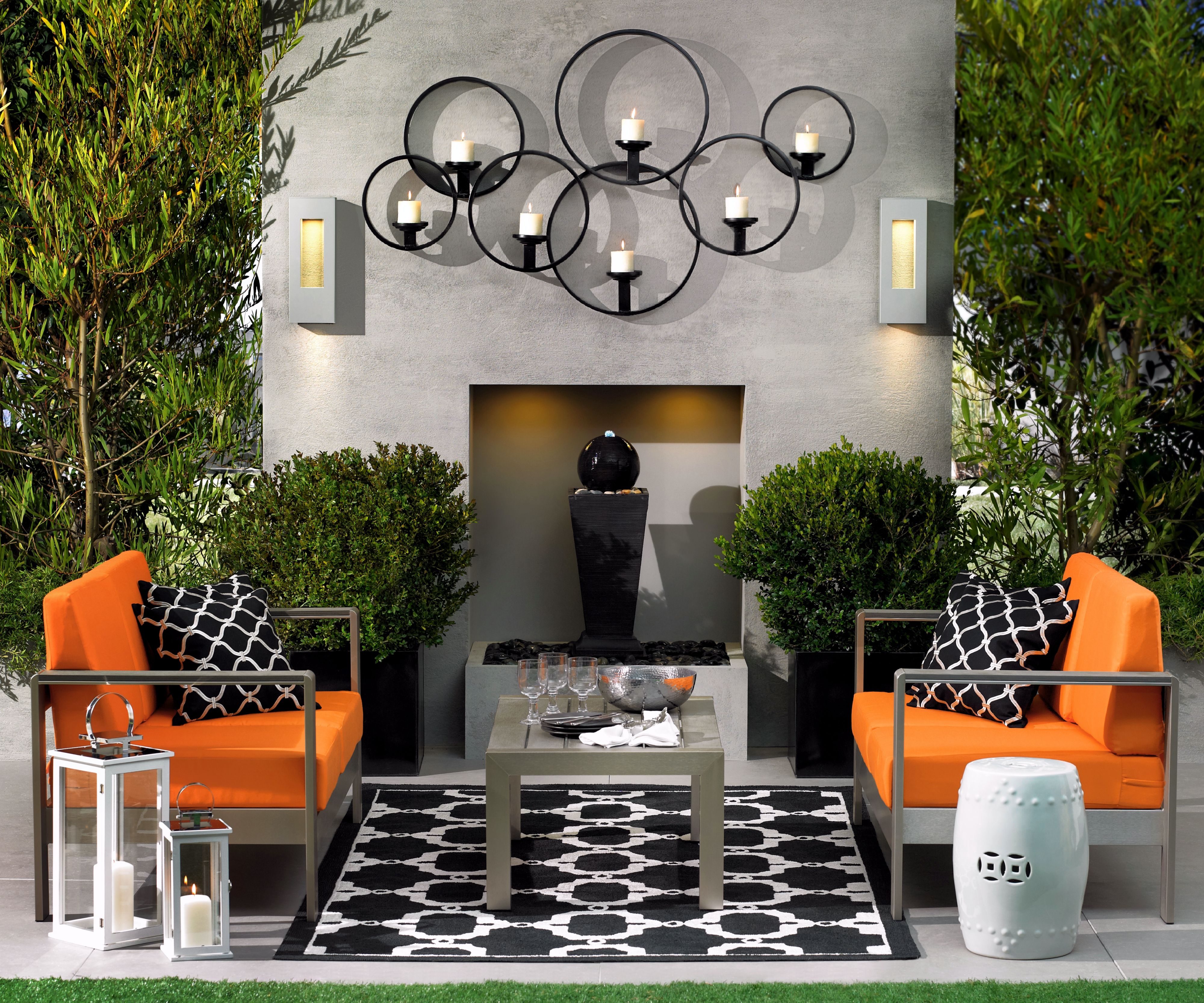 Al Fresco living at its best with outdoor furniture, rugs and lighting.