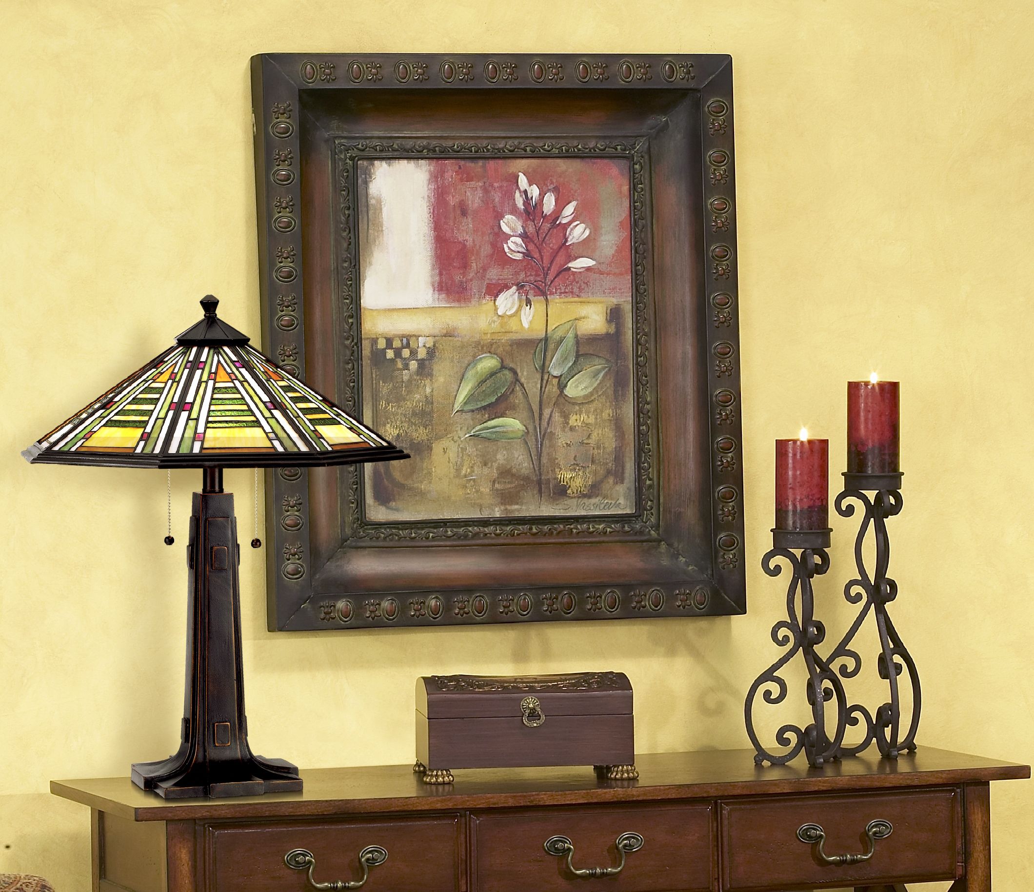 Dale Tiffany Grueby Mission Tiffany Table Lamp in scene