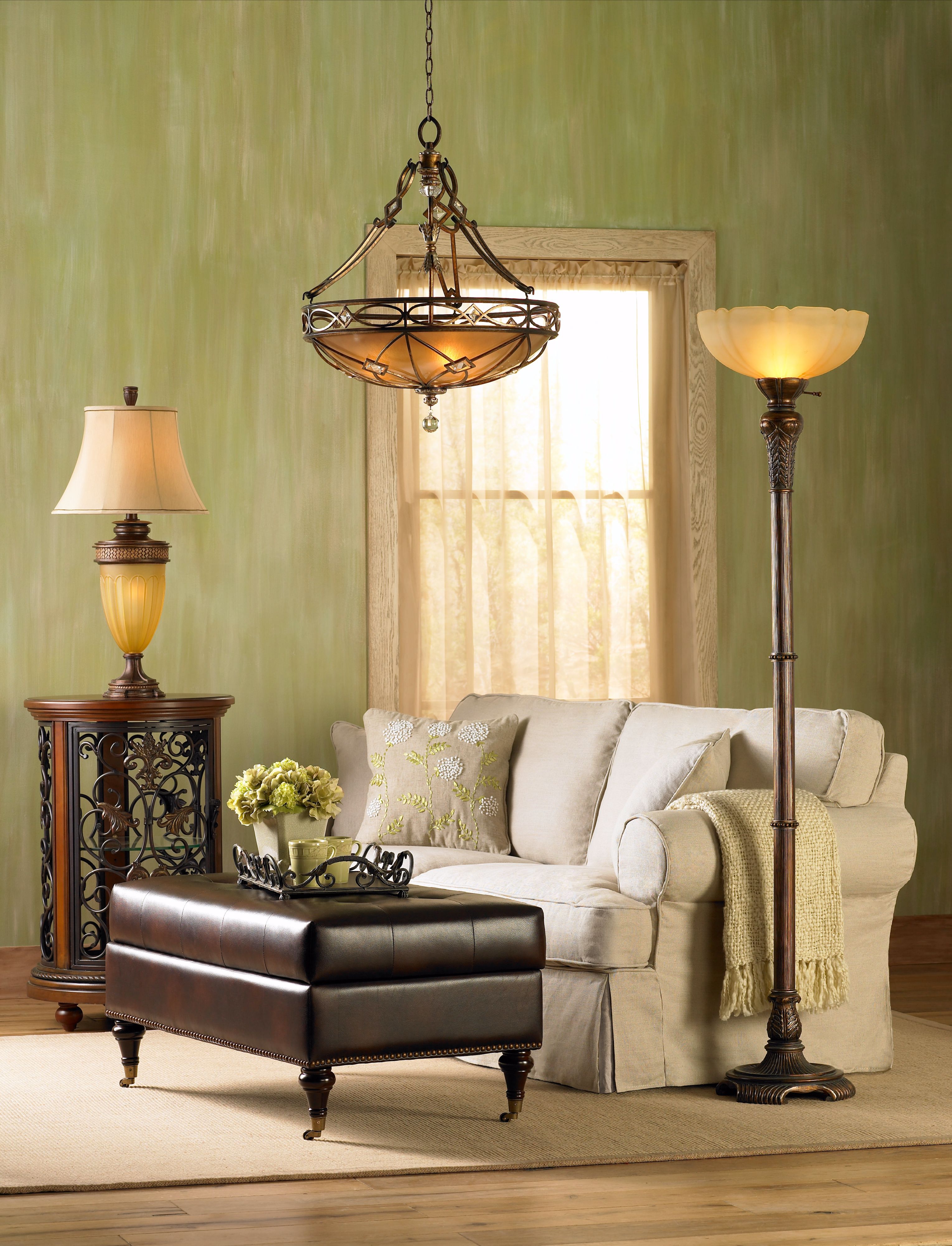 This traditional living room features beautiful decorating.