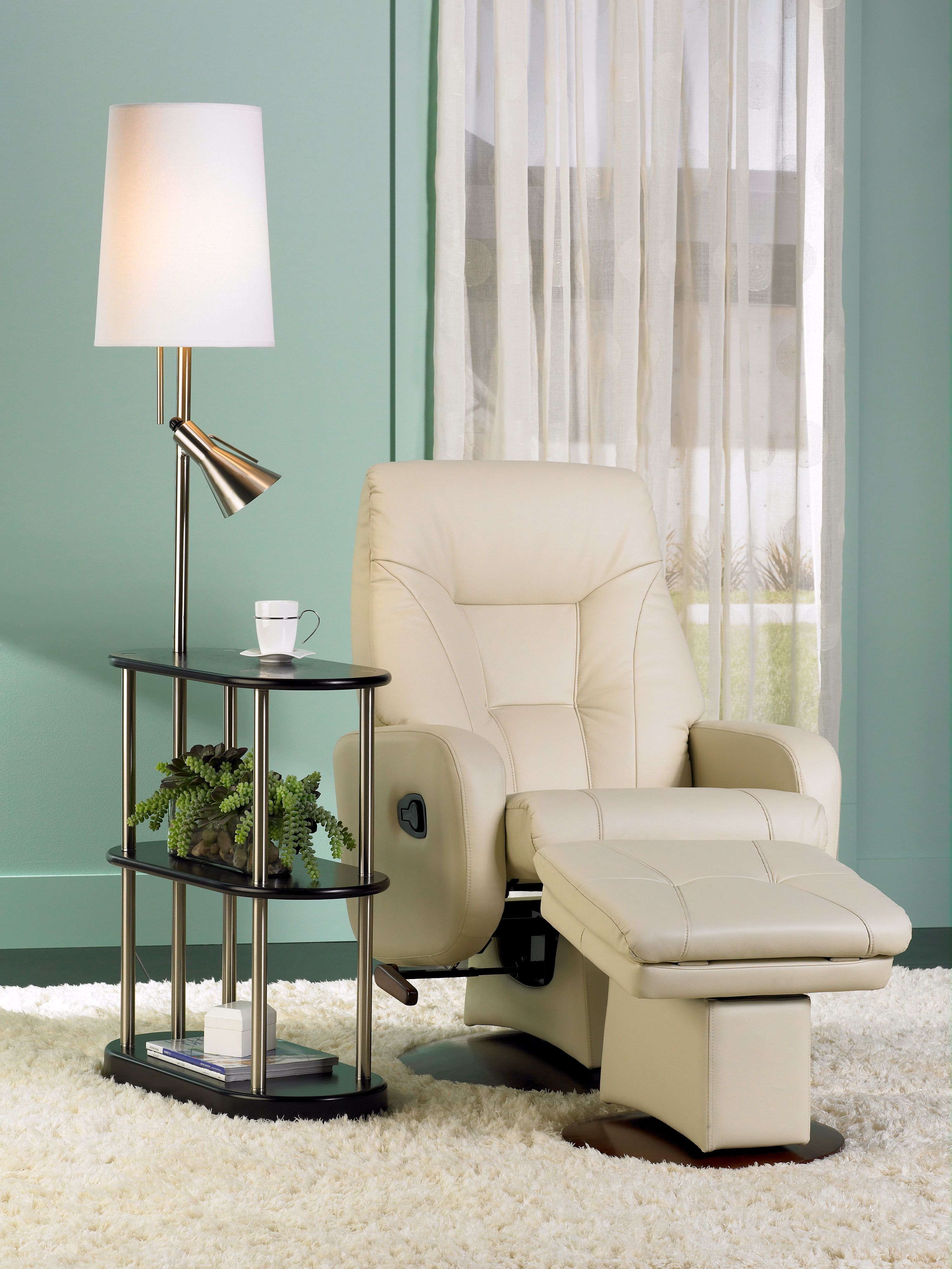A contemporary glider recliner is a modern take on a retro design.