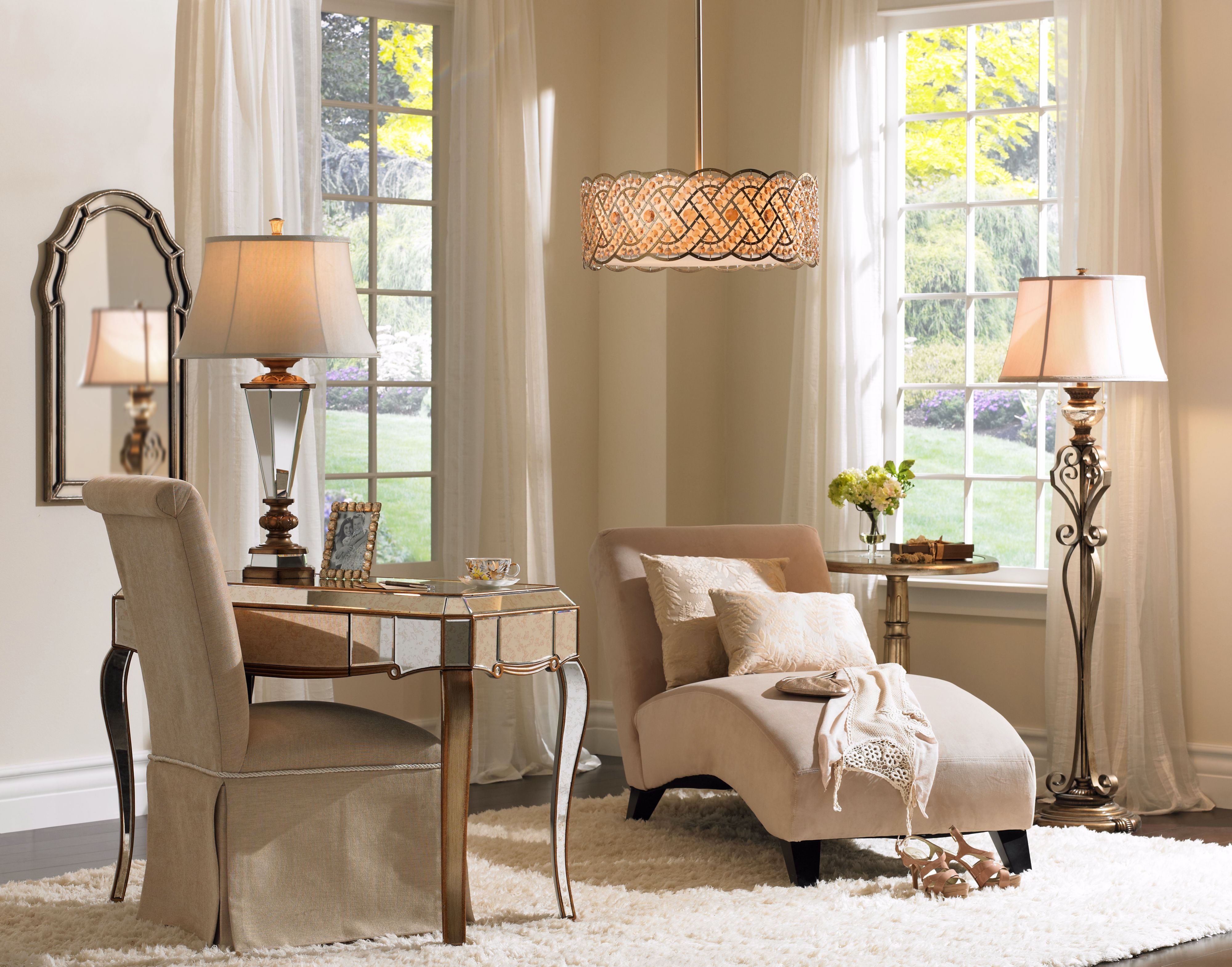 This Trad Glam sitting area is a great escape.