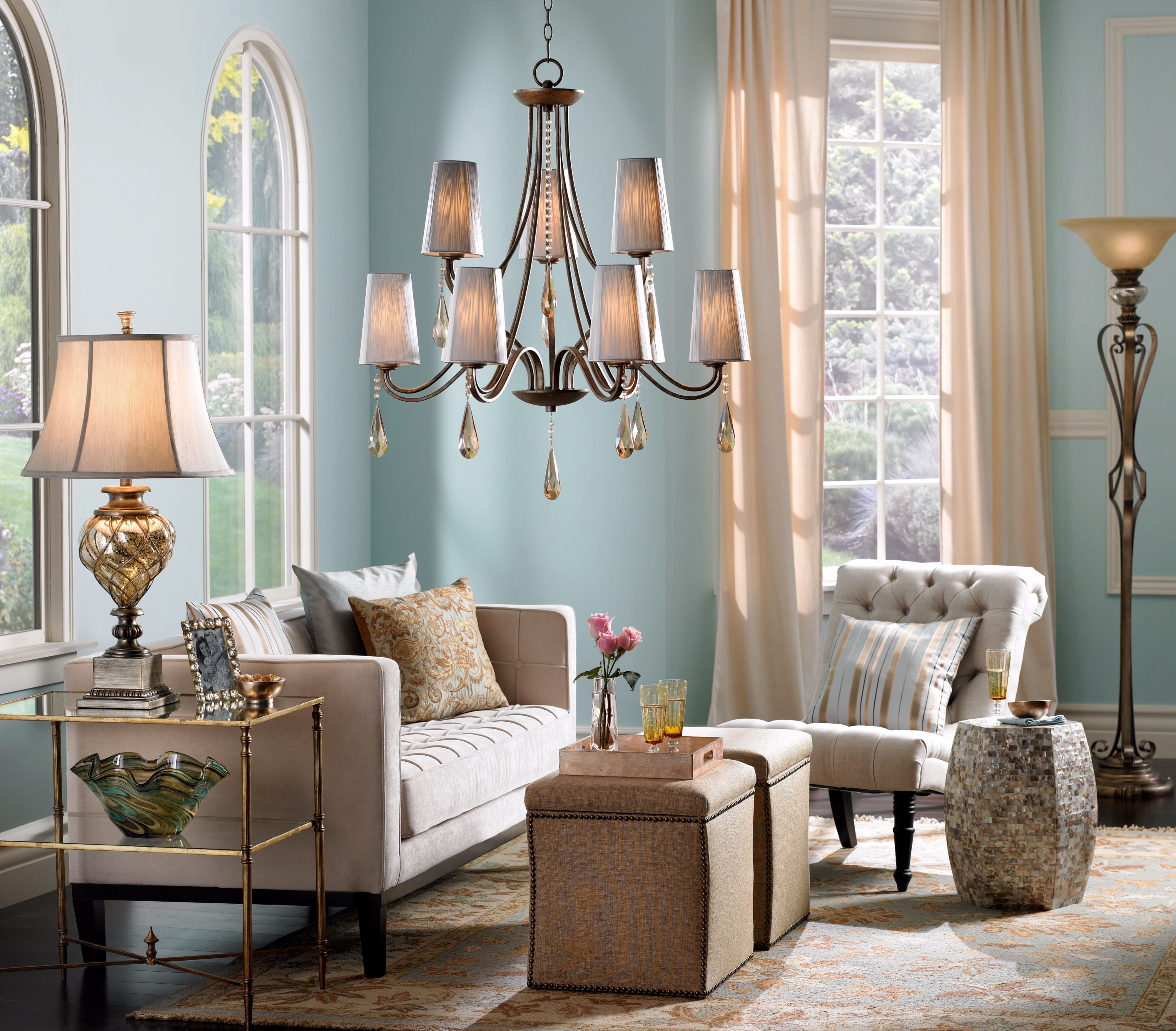 A little luxe goes a long way in this traditional living room.