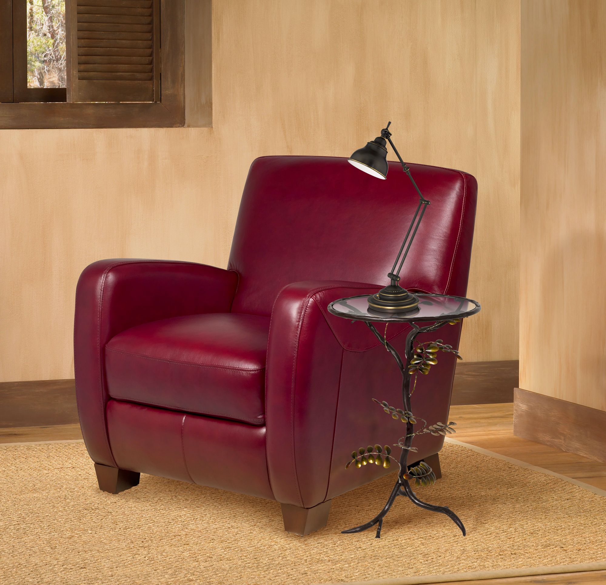 Fern Leaf Glass and Metal Accent Table in scene