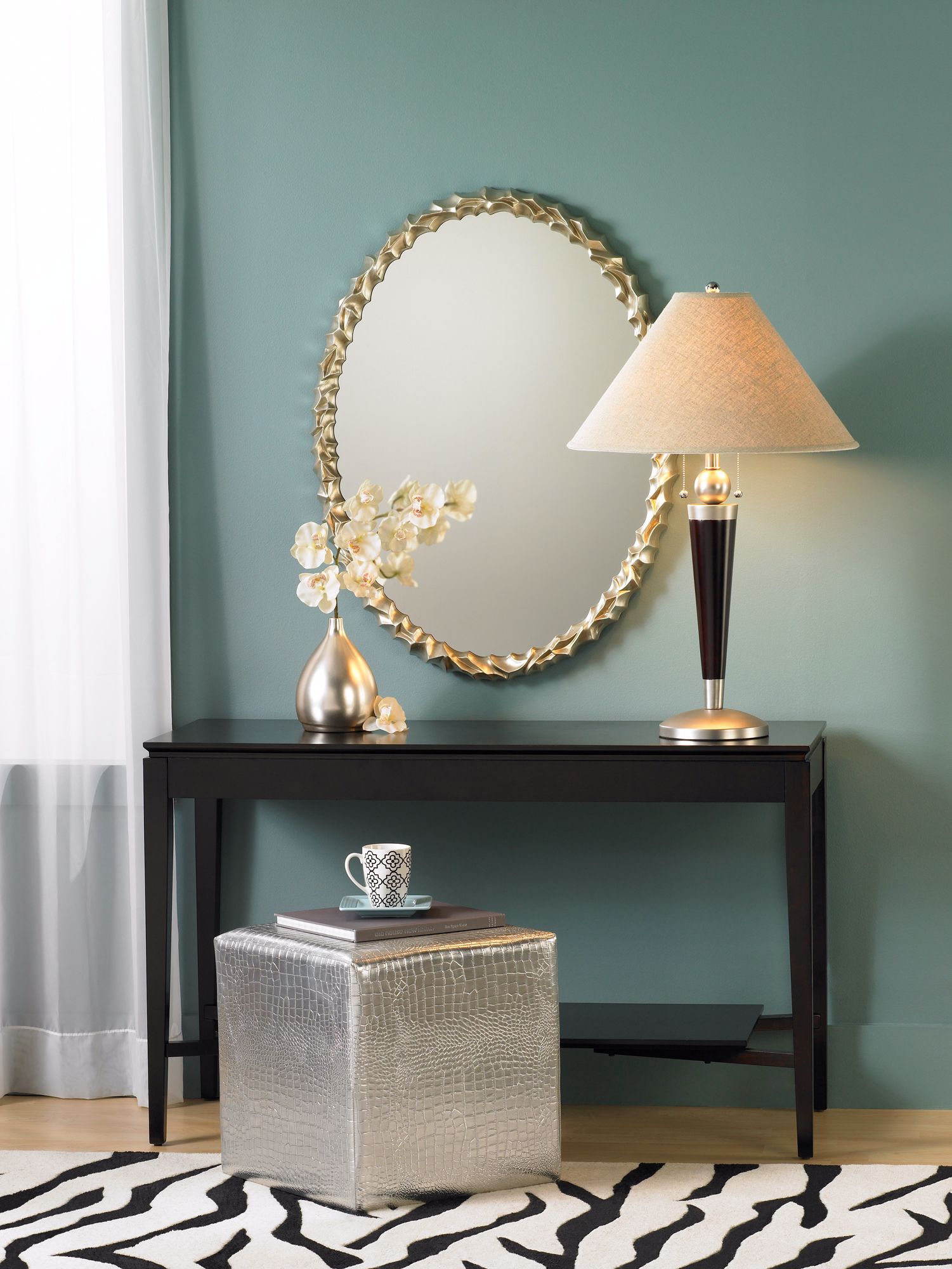 Aqua blue is a gorgeous color for a hallway!