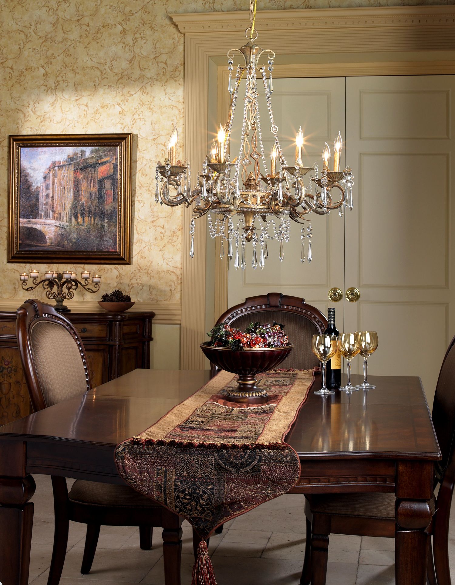 Casbah Collection Gold Medley With Tassels Table Runner in scene