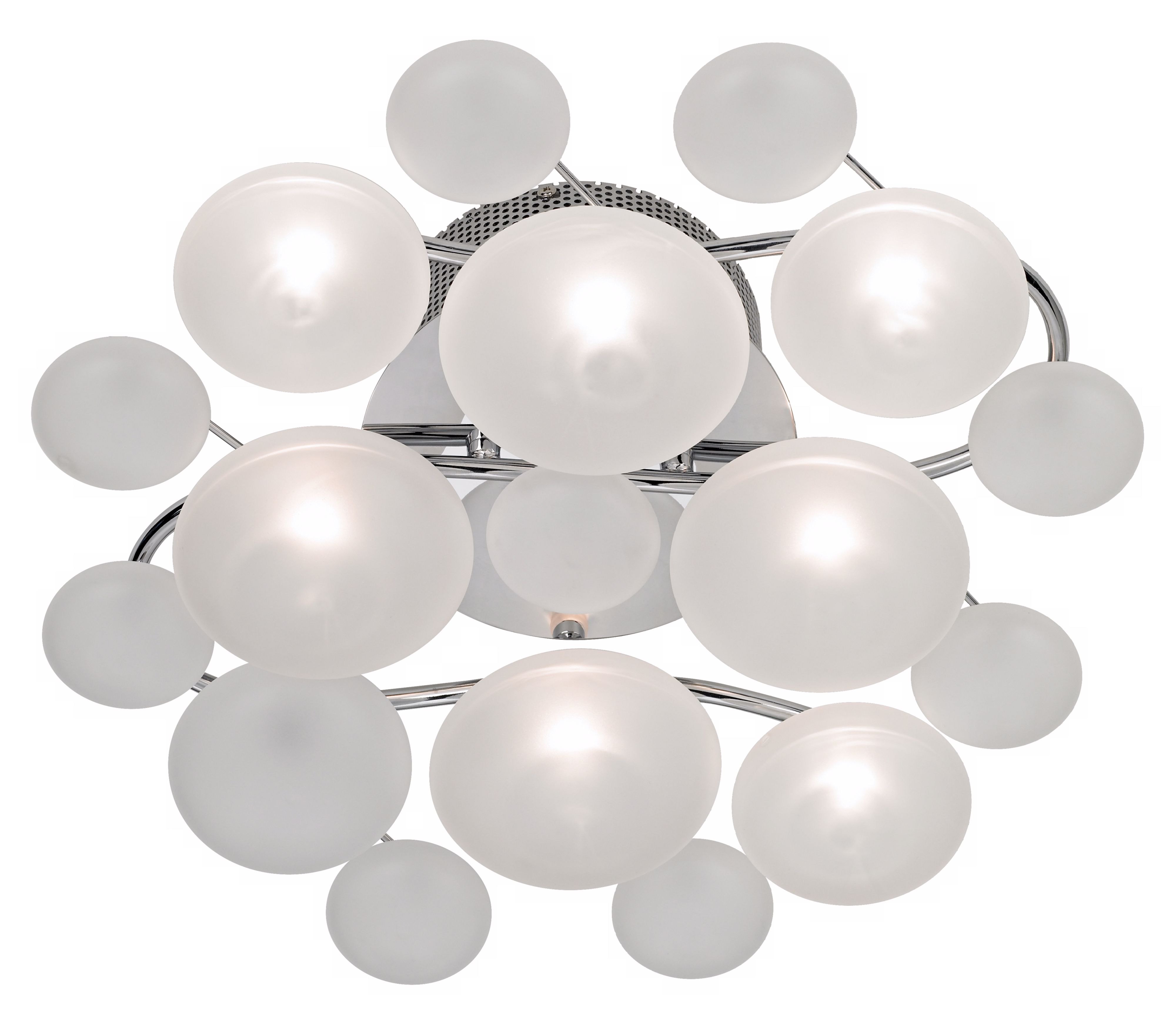 The sleek and modern bedroom is accented with a stunning Possini ceiling light.