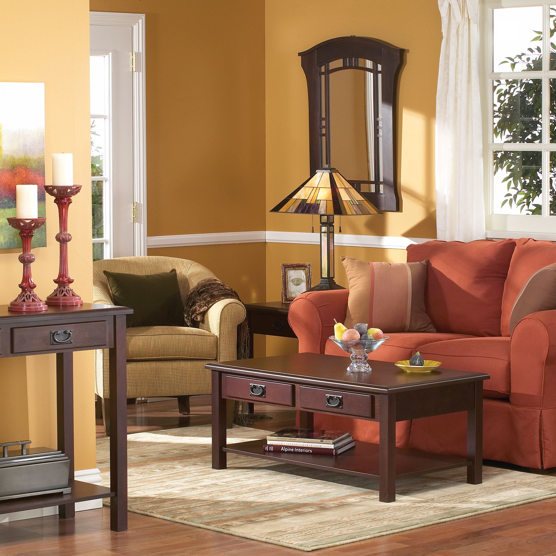 Mission Tiffany Square Sided Shade Table Lamp in scene