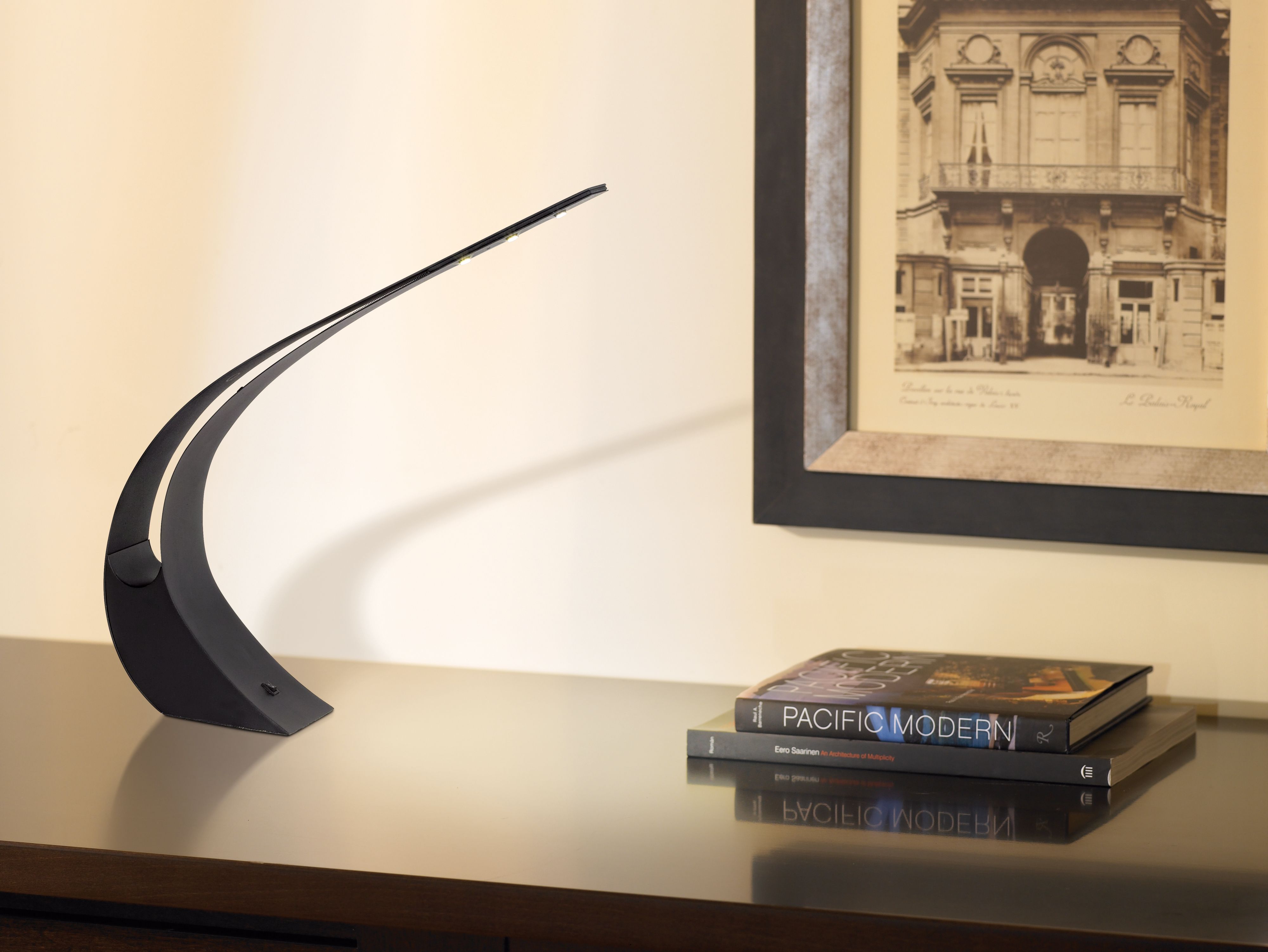 Curved Black LED Desk Lamp in scene