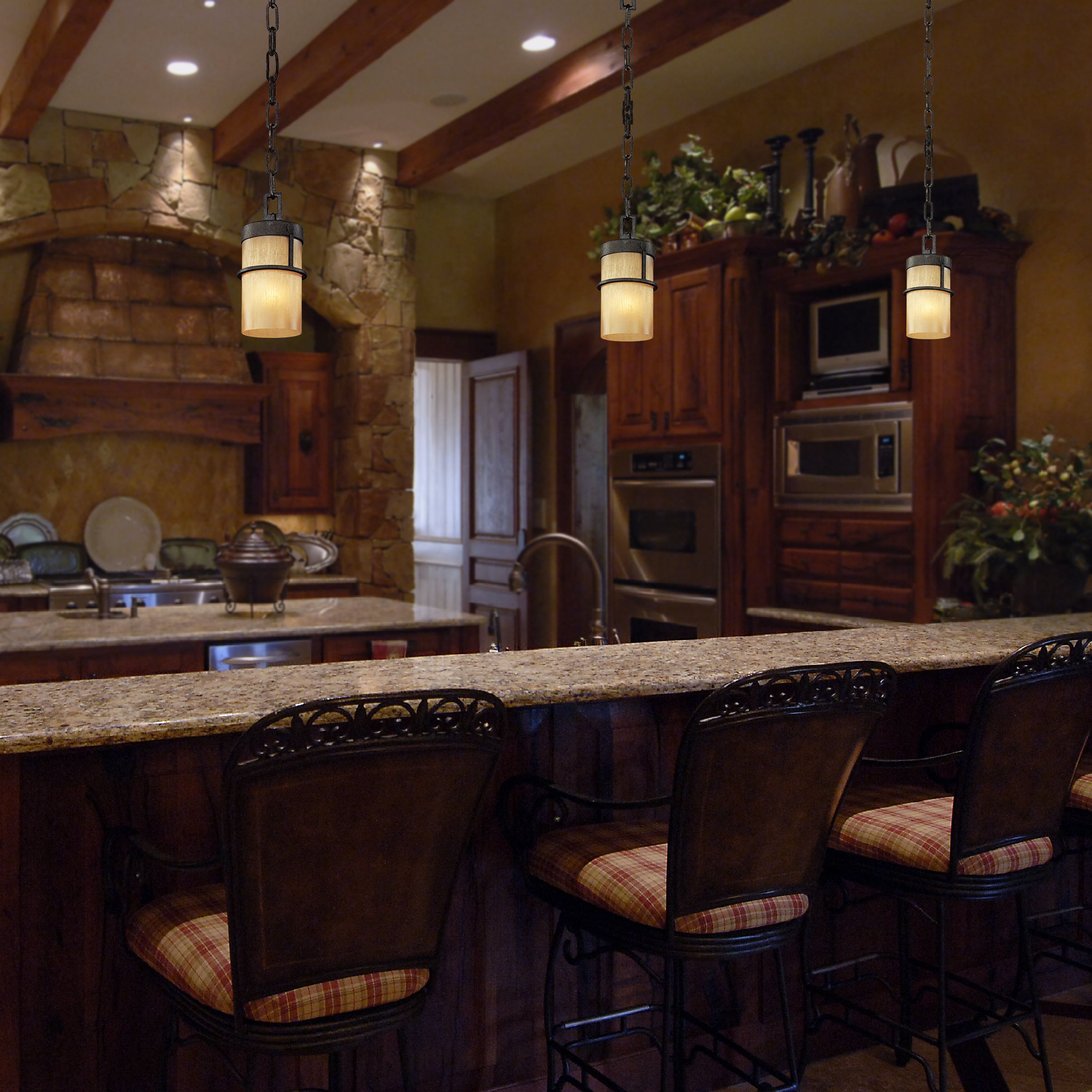 Brighten kitchen counter tops with pendant lighting.
