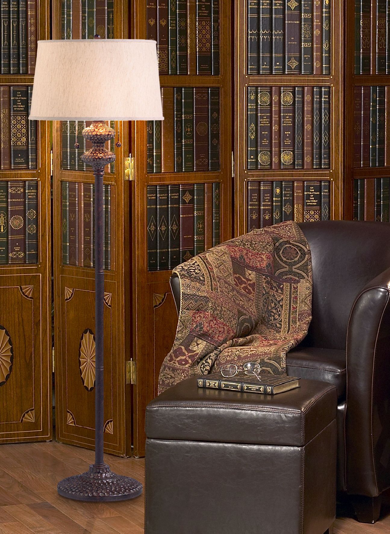 Double Pull Bronze Floor Lamp in scene