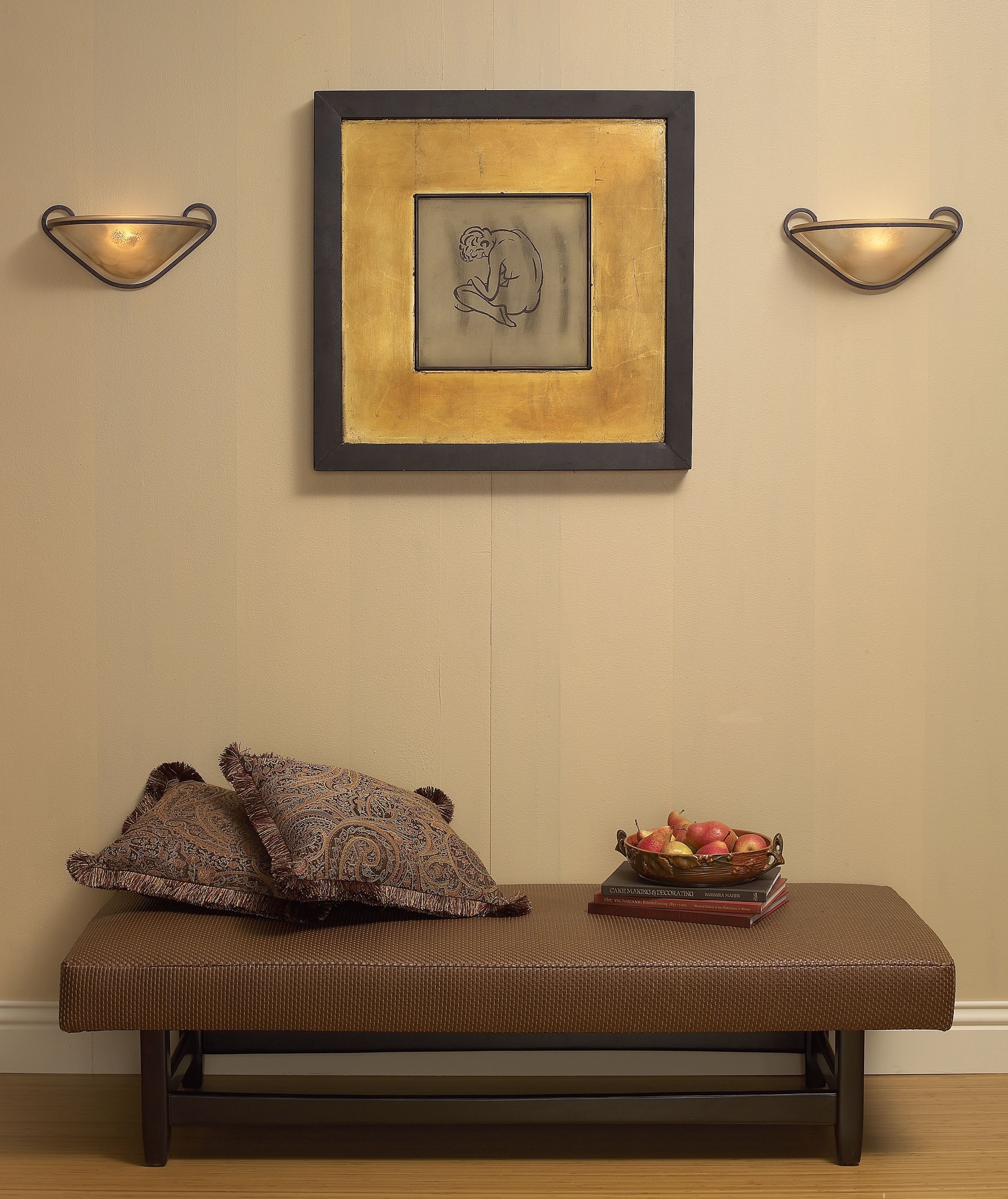 Create a cozy retreat in a traditional hallway by adding a bench.