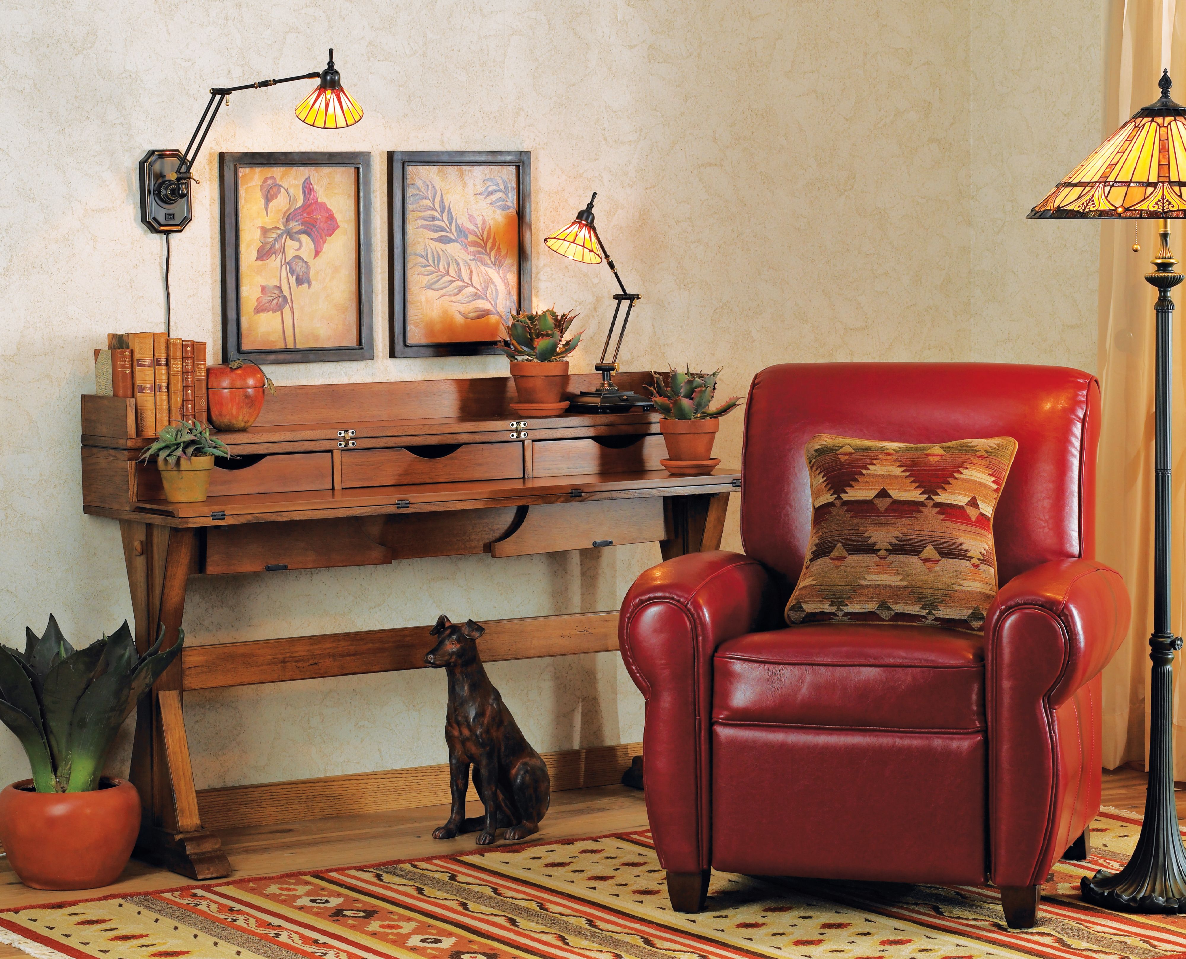 This arts and crafts office decorating picture is a handsome office space.
