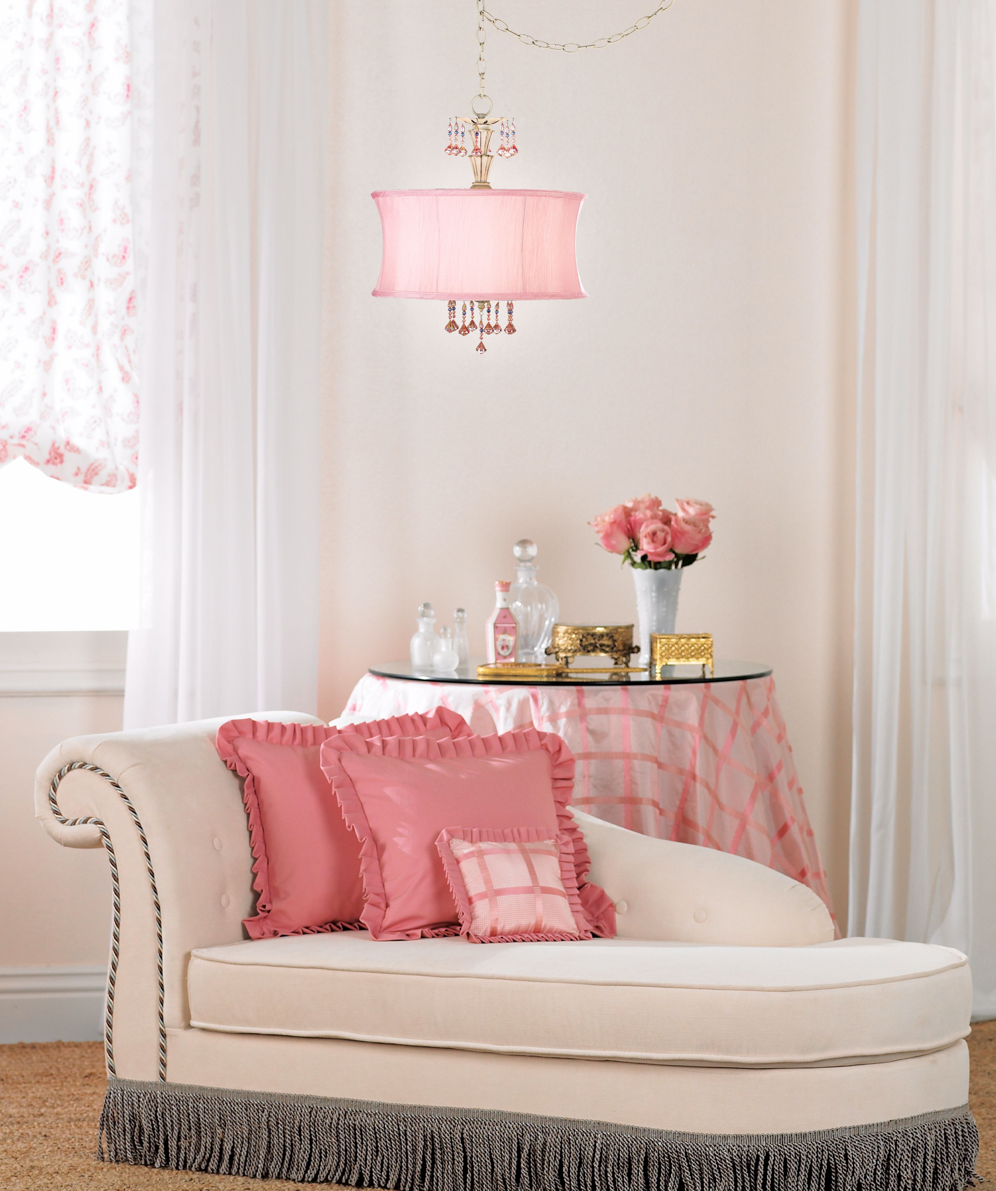 Pretty in Pink Swag Chandelier in scene