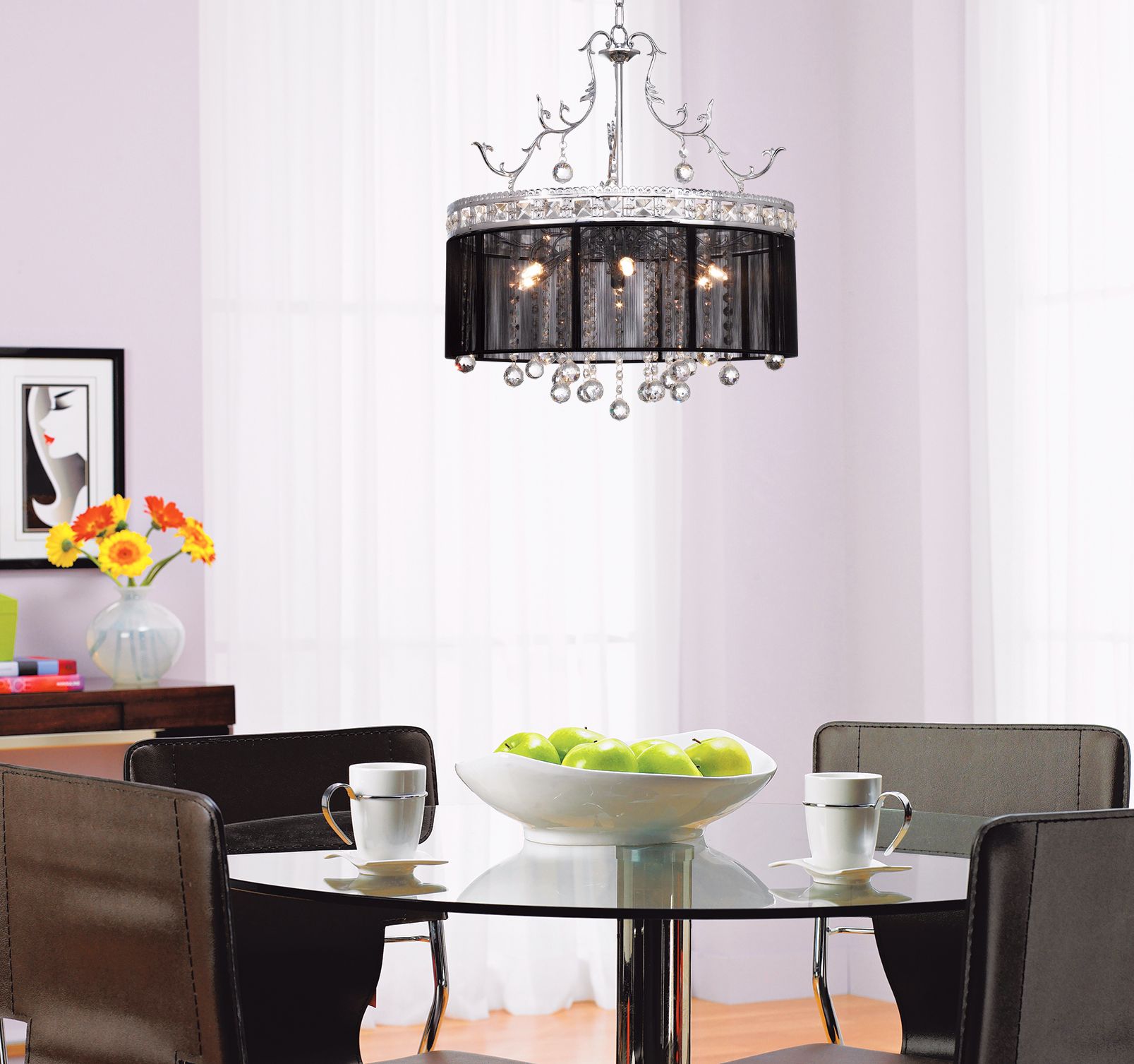 Crystal and Black Chandelier 
