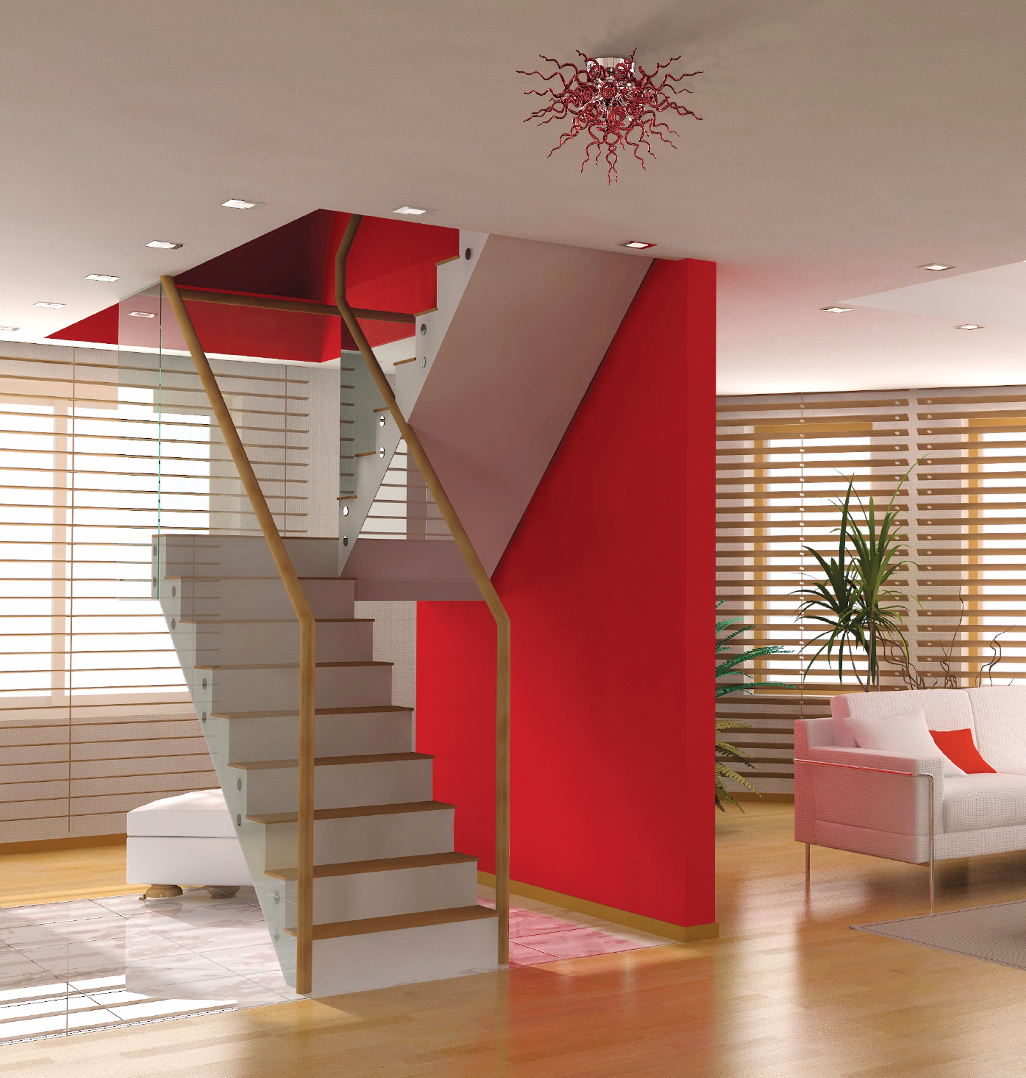A standout ceiling light makes an artful design statement.