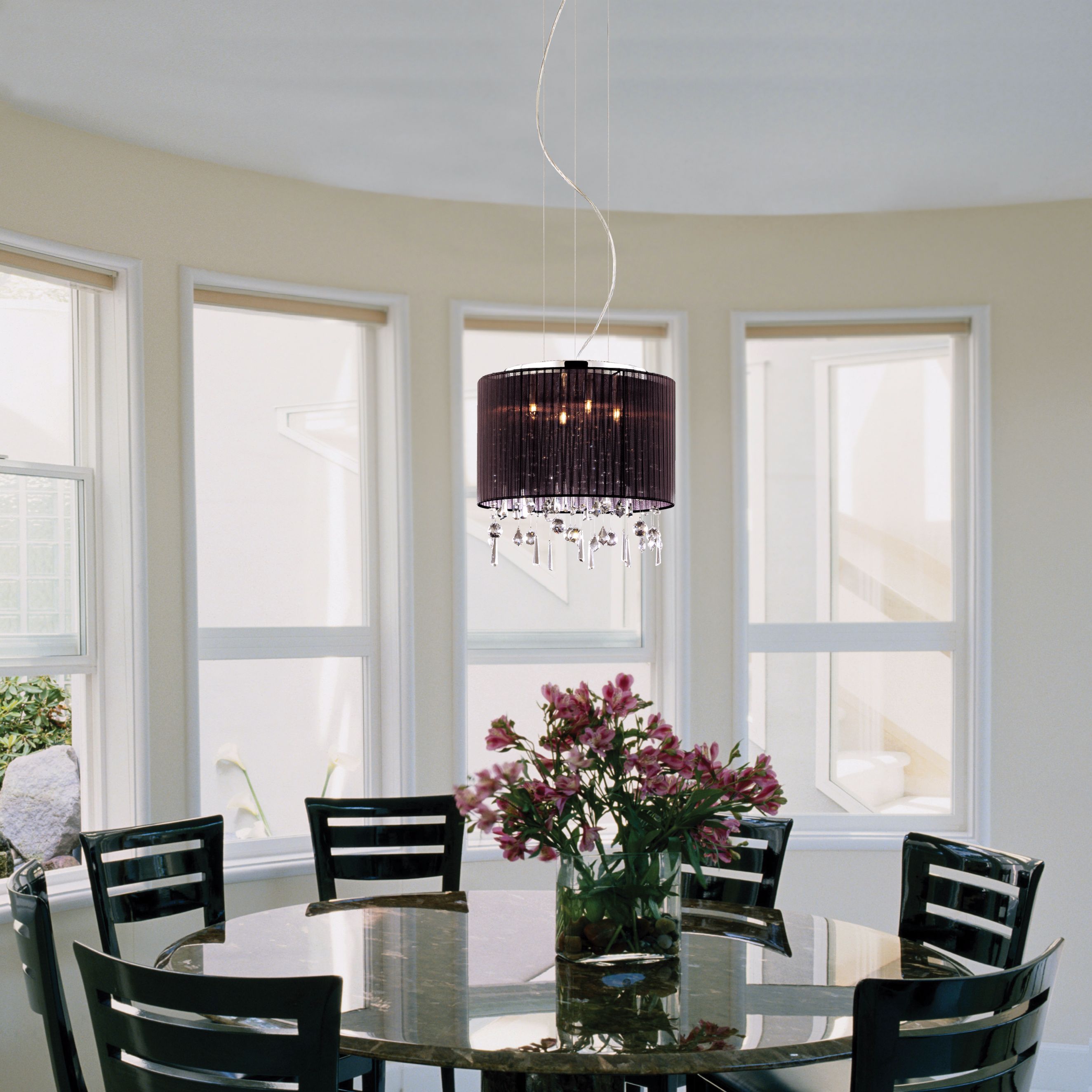 Crystal and Chrome Pendant Chandelier
