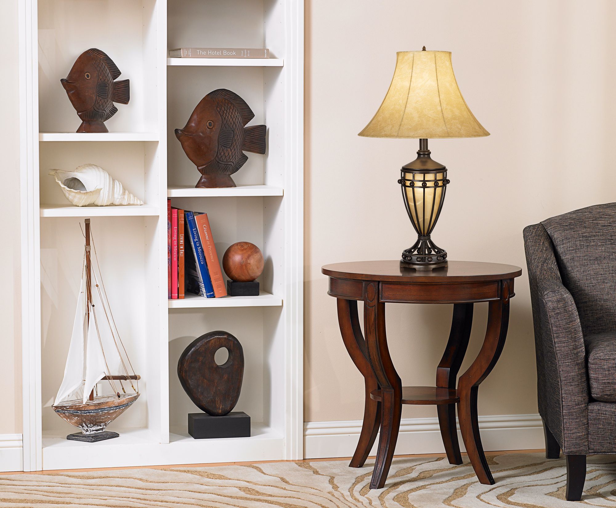 Nautical-themed accessories are a charming coastal decorating idea.