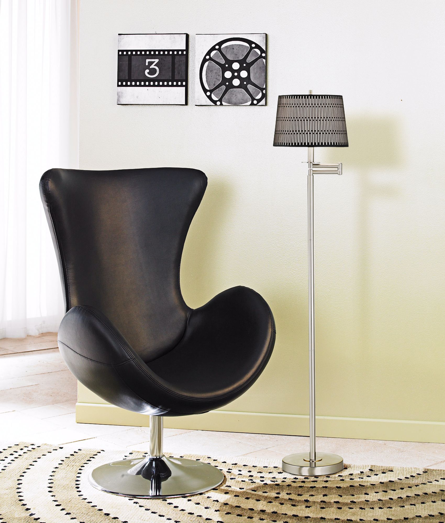 Add cinematic style to your contemporary living room with graphic wall art.