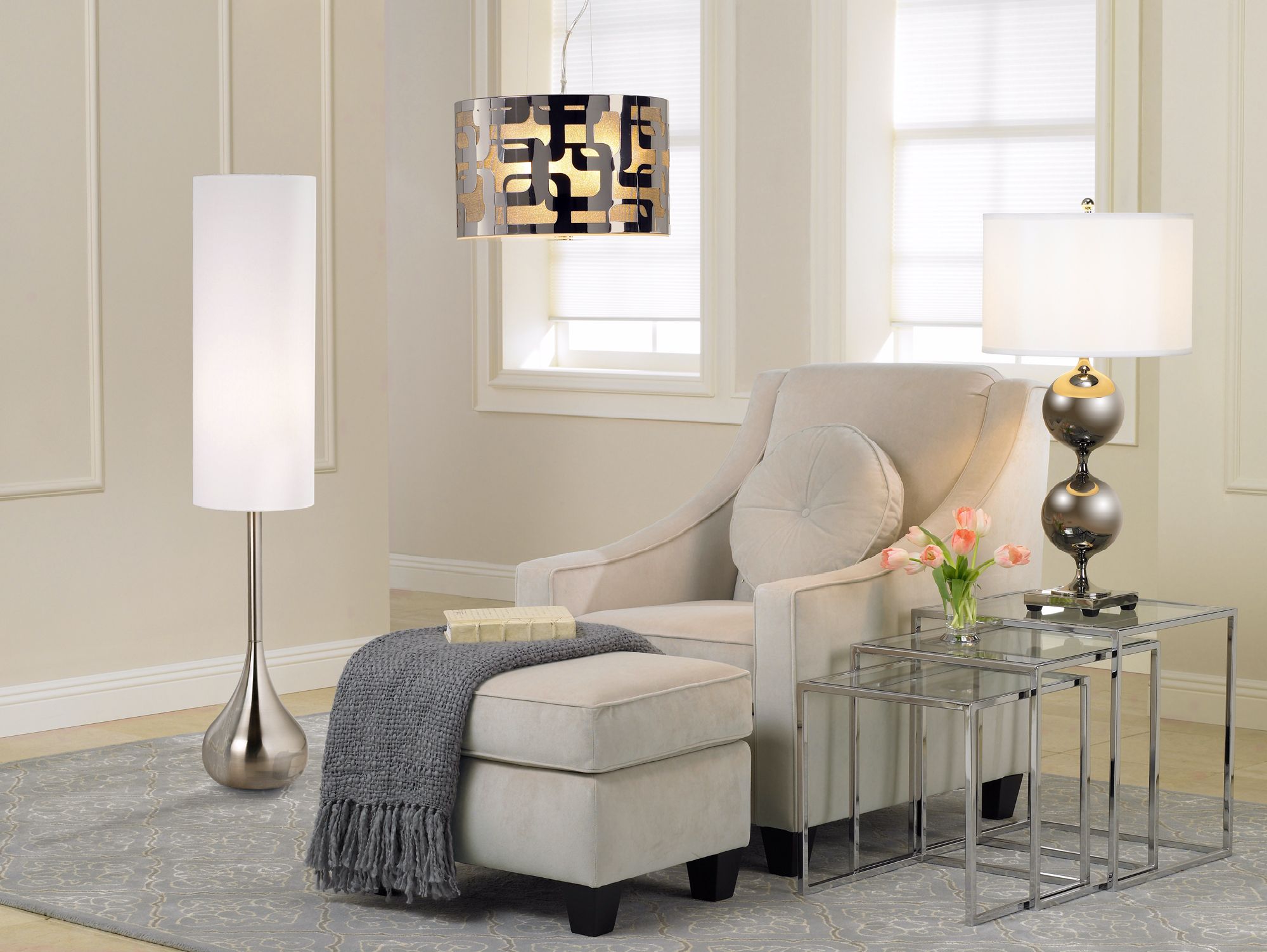 The living room's warm hues and soft textiles creates an inviting environment.