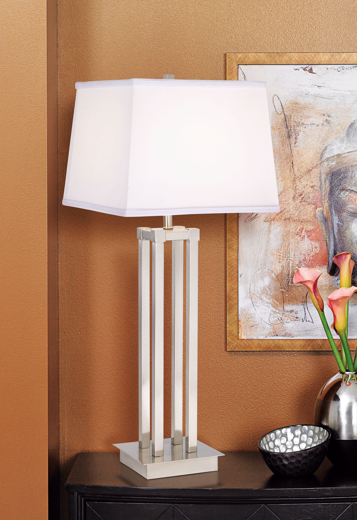 Architectural details make for a sleek and stunning contemporary table lamp!