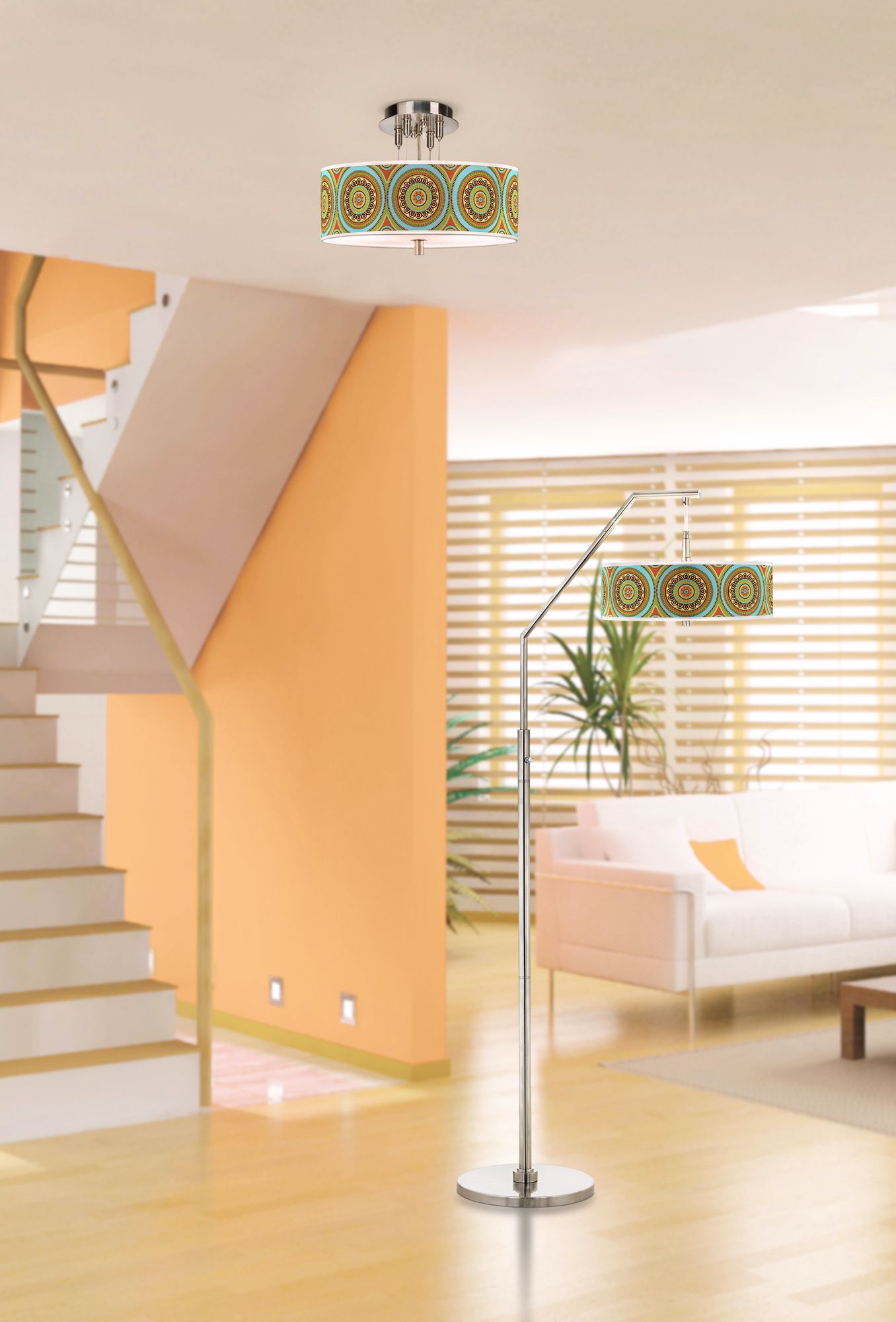 Using brightly colored lighting is a great contemporary foyer decorating idea.