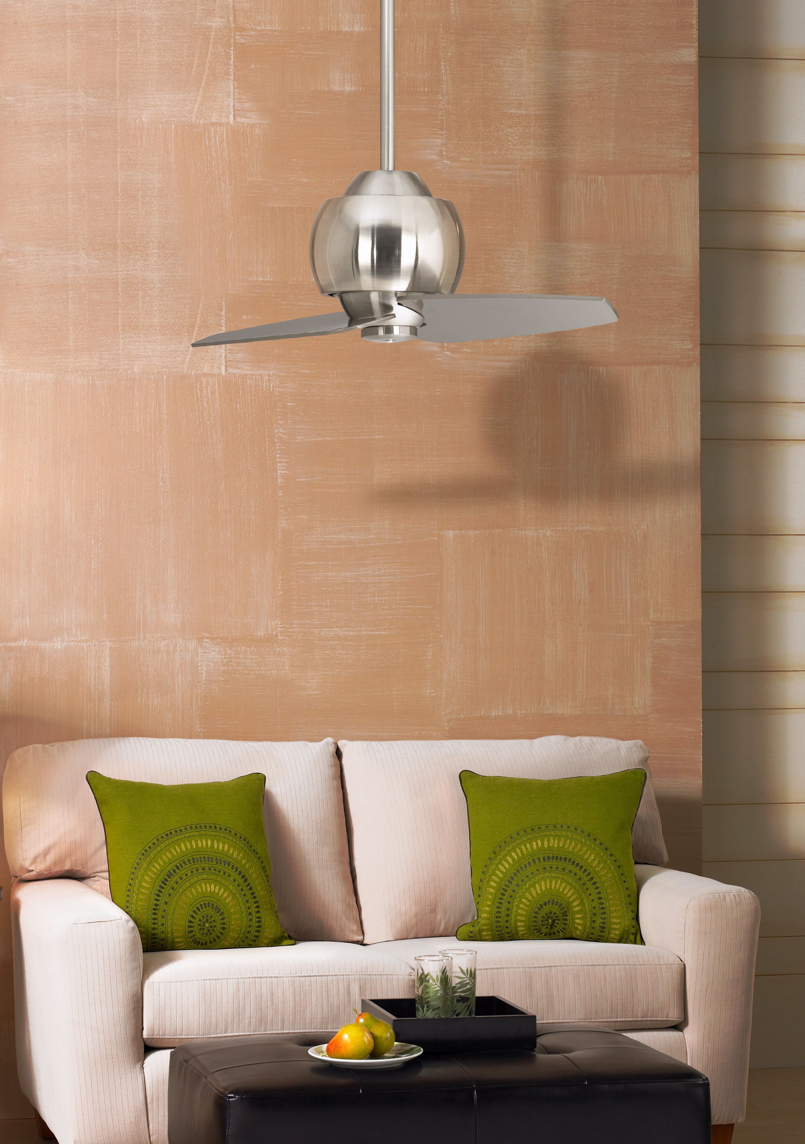 30" Entity Brushed Nickel Damp Location Ceiling Fan in scene