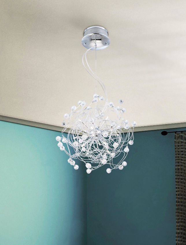 12-Light Crystal Strings Pendant Chandelier in scene
