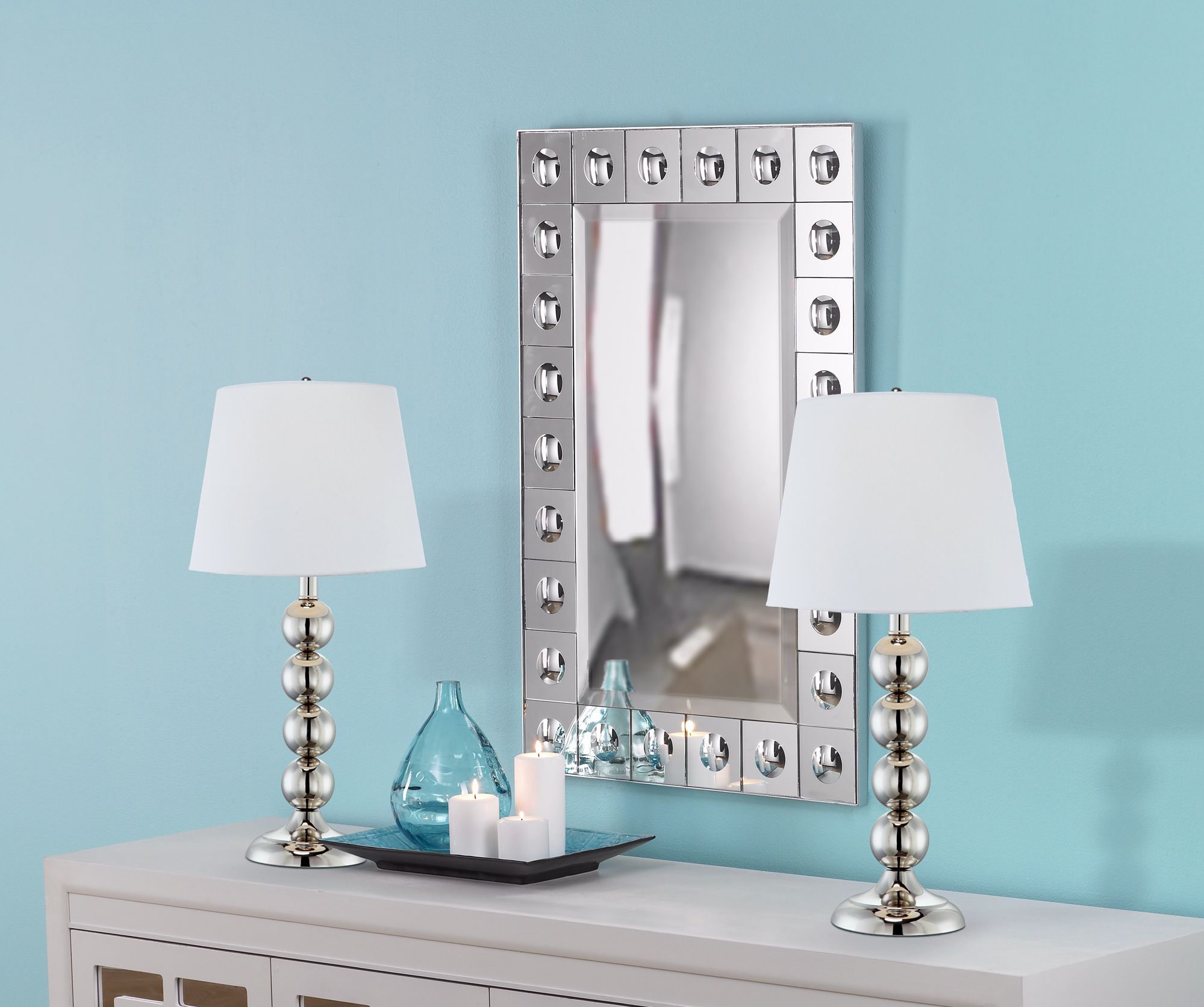 Chrome Stack Set of Two Table Lamps