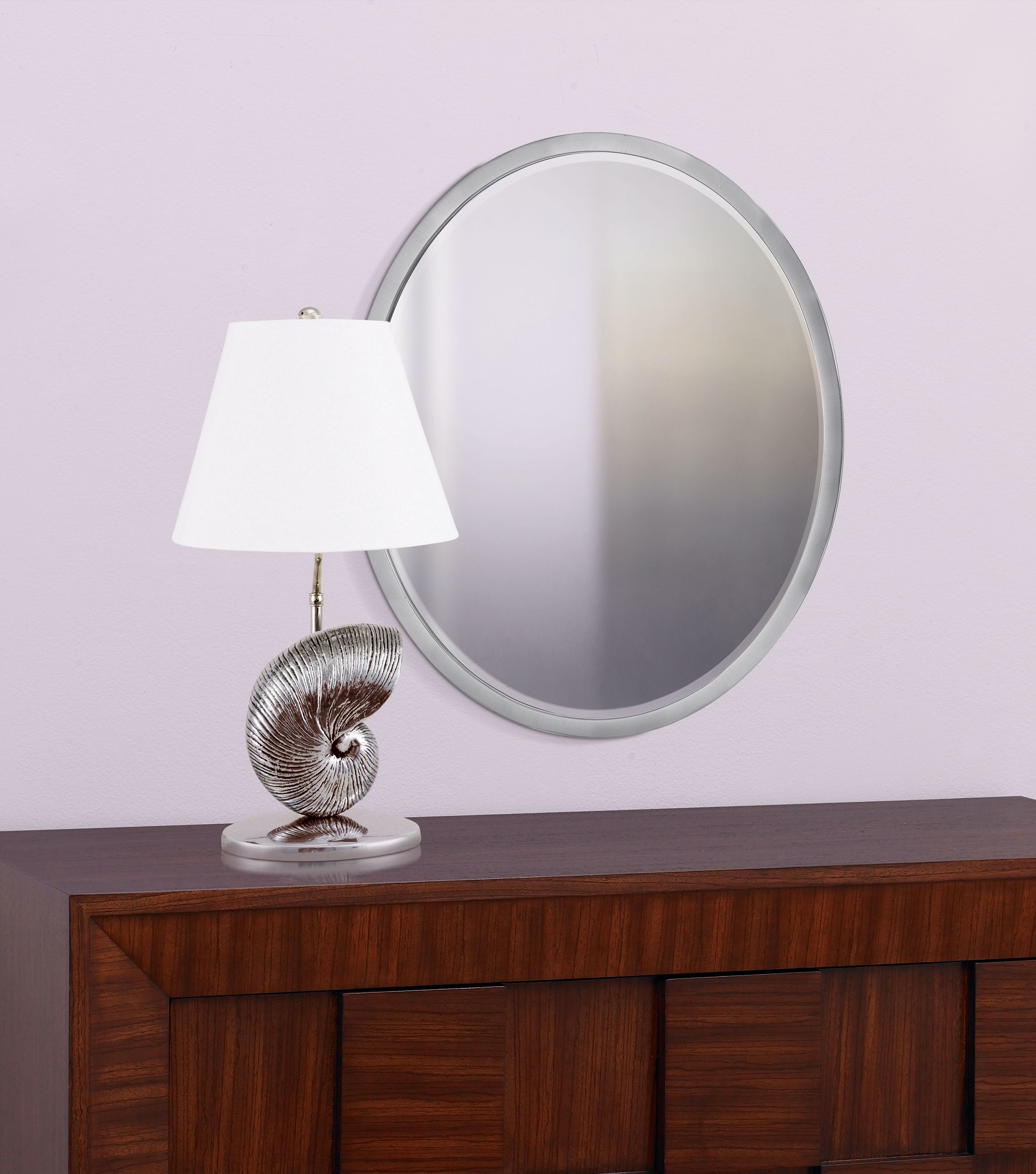 Brushed nickel and lavender is a chic contemporary color combo.