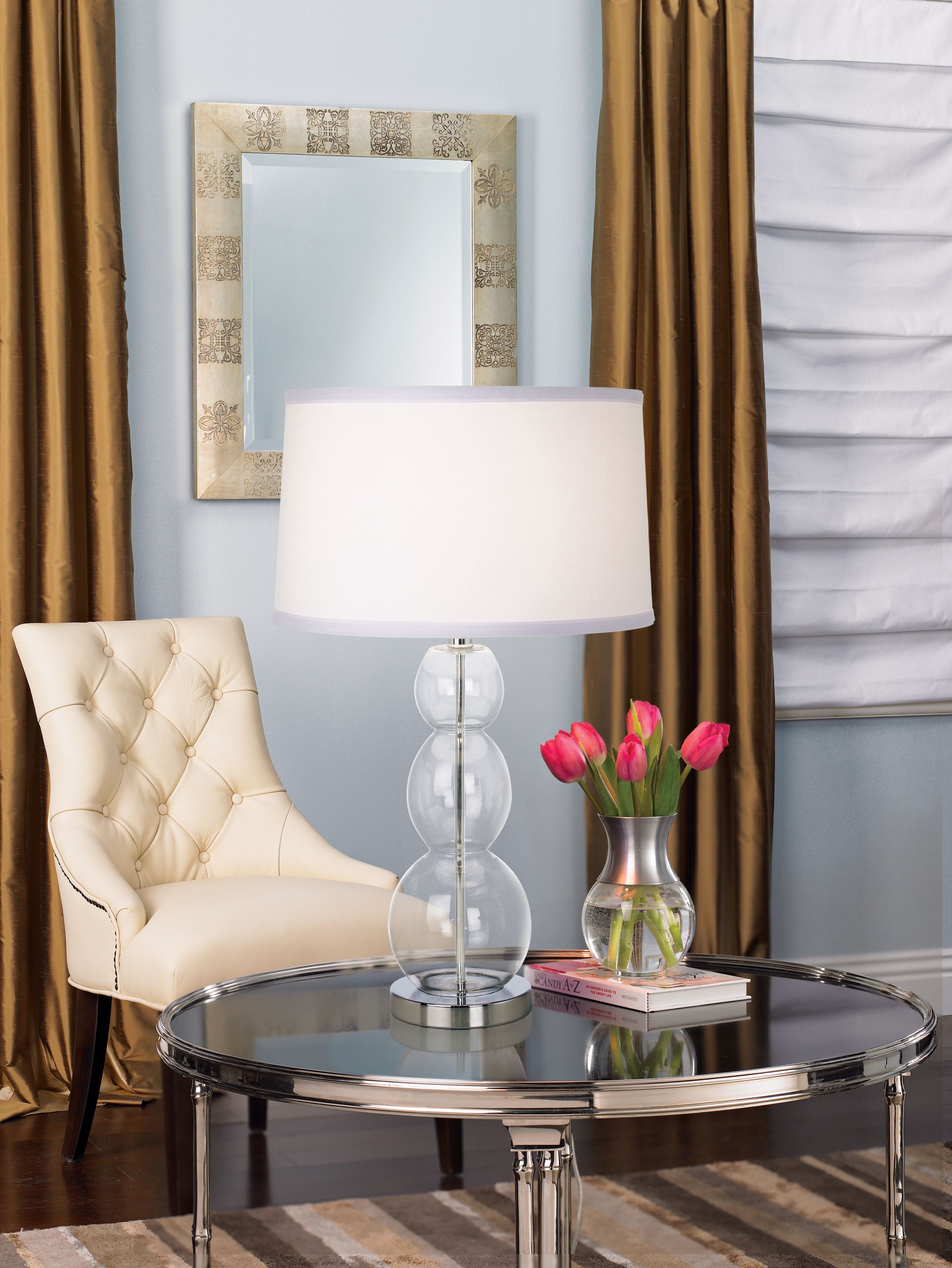 Triple Gourd Clear Glass Table Lamp in scene