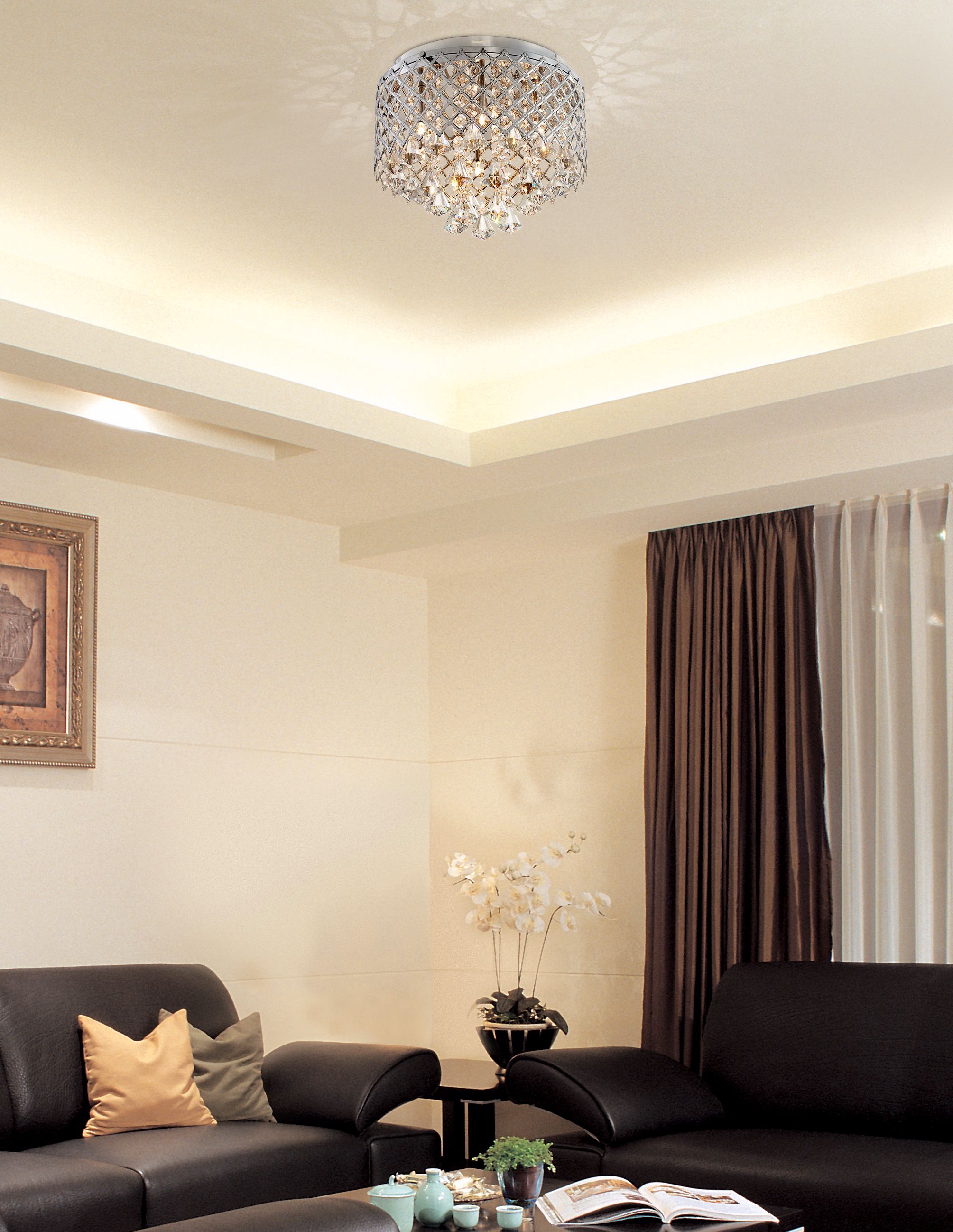 Criss-Cross Crystal 14" Wide Flushmount Ceiling Light