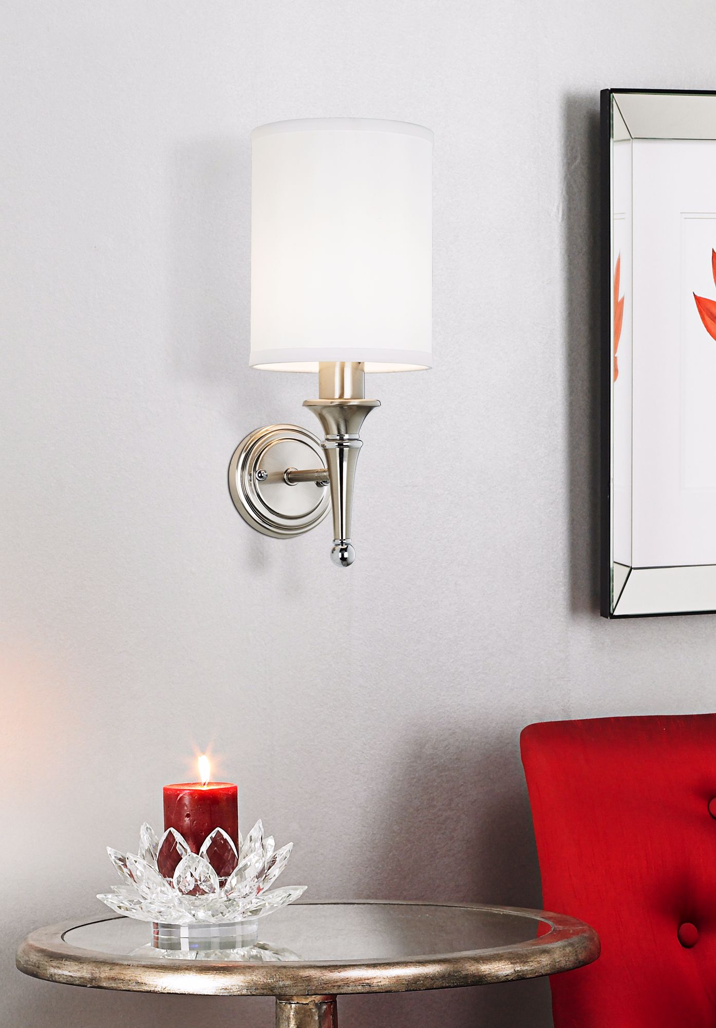 This transitional wall sconce picture showcases Hollywood glam style.