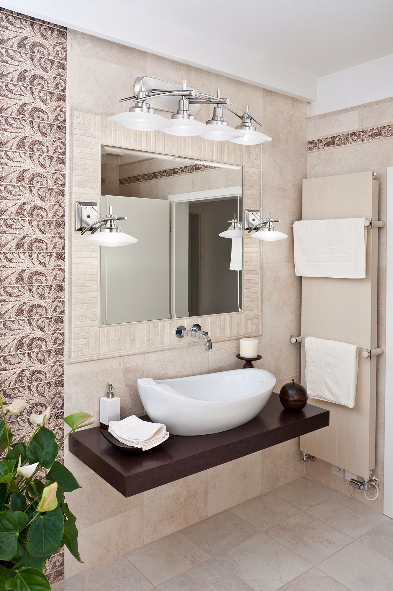 Patterned tiles are a fabulous design detail in this bathroom decor!