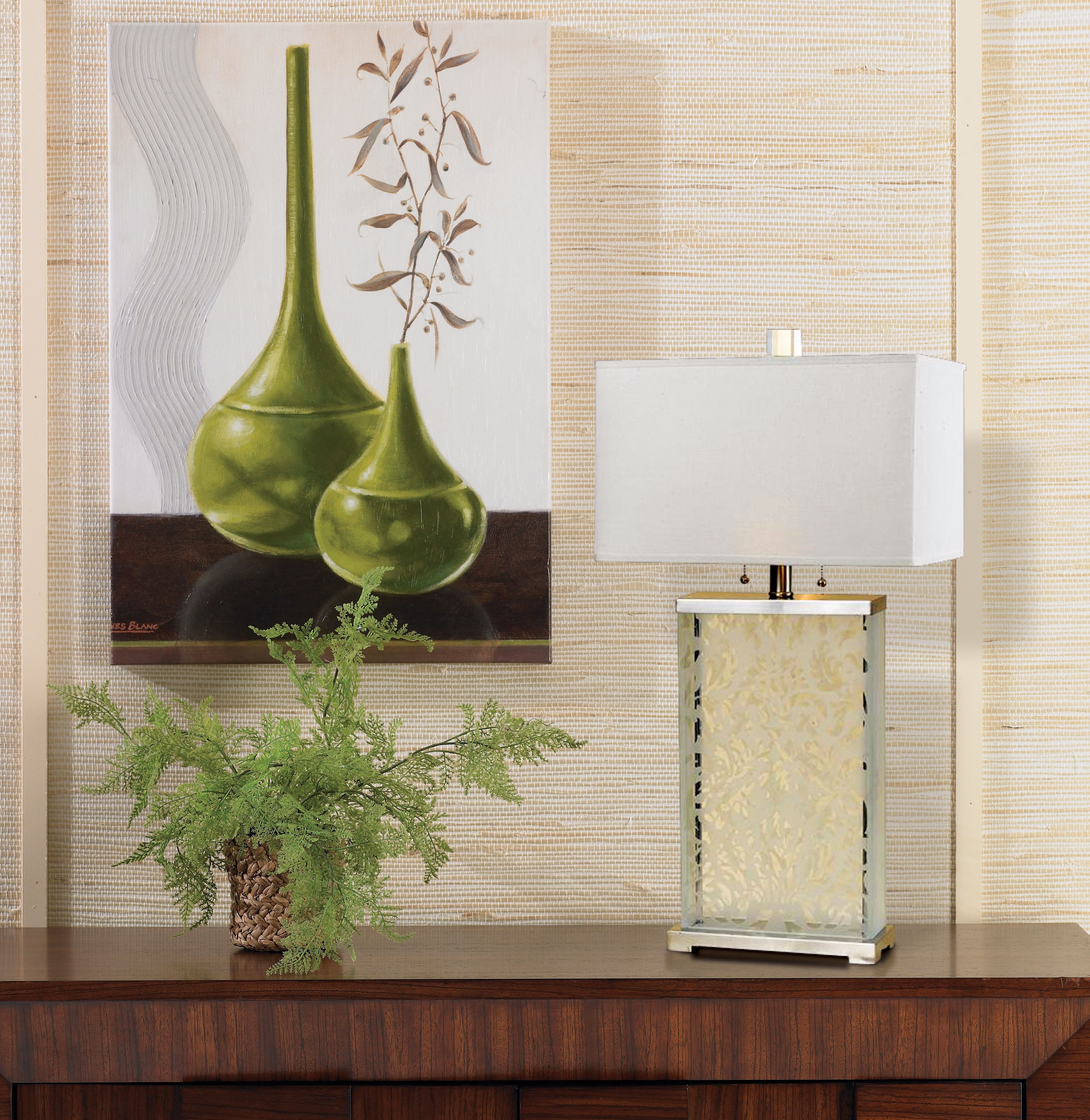 Candice Olson Damask Glass Table Lamp in scene