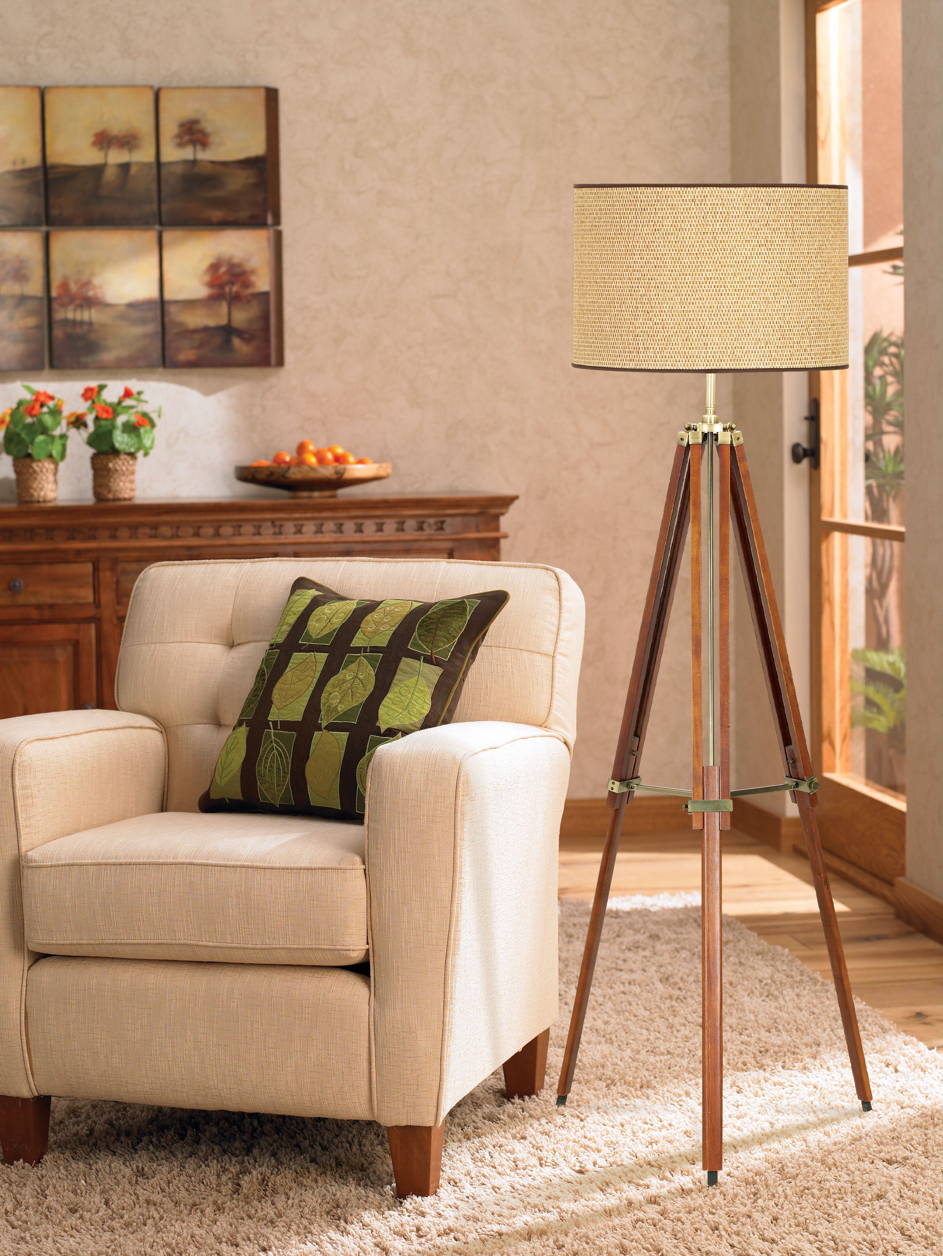 Walnut Tripod Floor Lamp